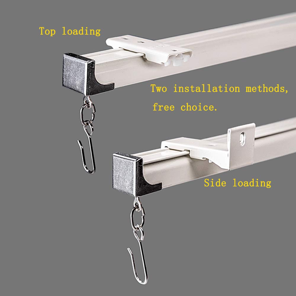3.6ft Upgraded Aluminum Curtain Track - Extension Rod for Ceiling & Wall Mount | Perfect for Living Room, Picture Windows & Room Dividers with Runners & Hooks (White) | Ideal for Home Decor, Office Partitions & Window Treatments