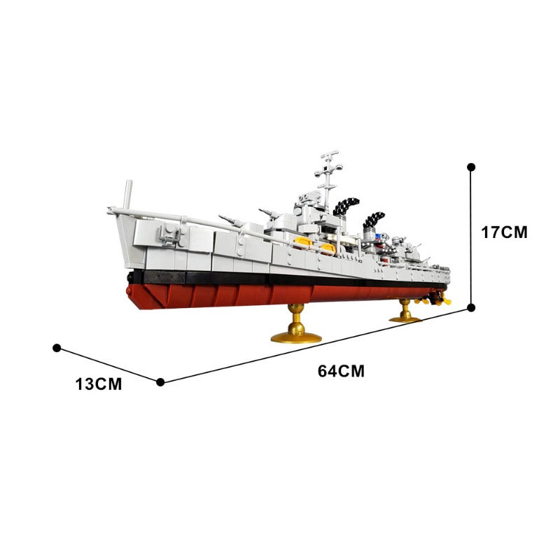 800pcs+ MOC Fletcher Class Destroyer Building Blocks - Compatible with LEGO - Perfect for Military Model Enthusiasts & DIY Warship Projects