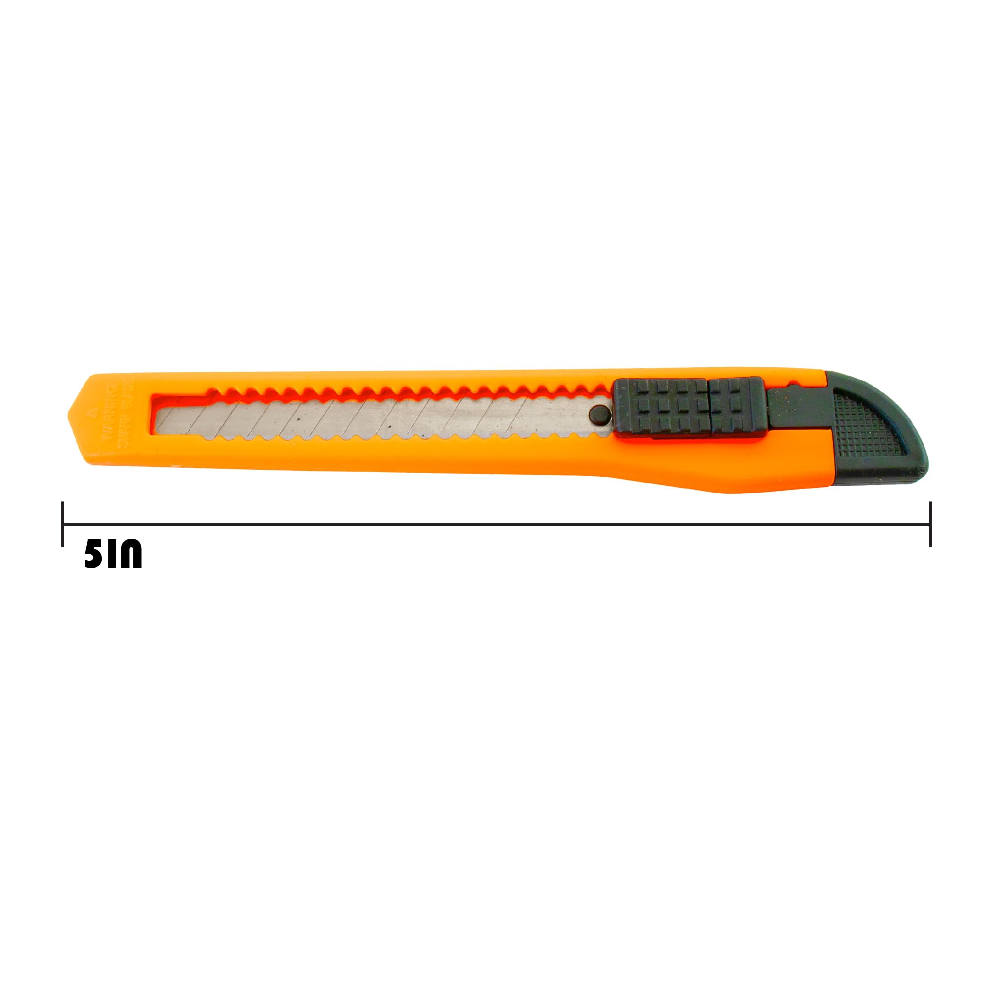 5-Pack Small Neon Orange Utility Knives with Snap-Off 9MM Blades - Heavy Duty Box Cutters for Warehouse, Office & DIY Projects