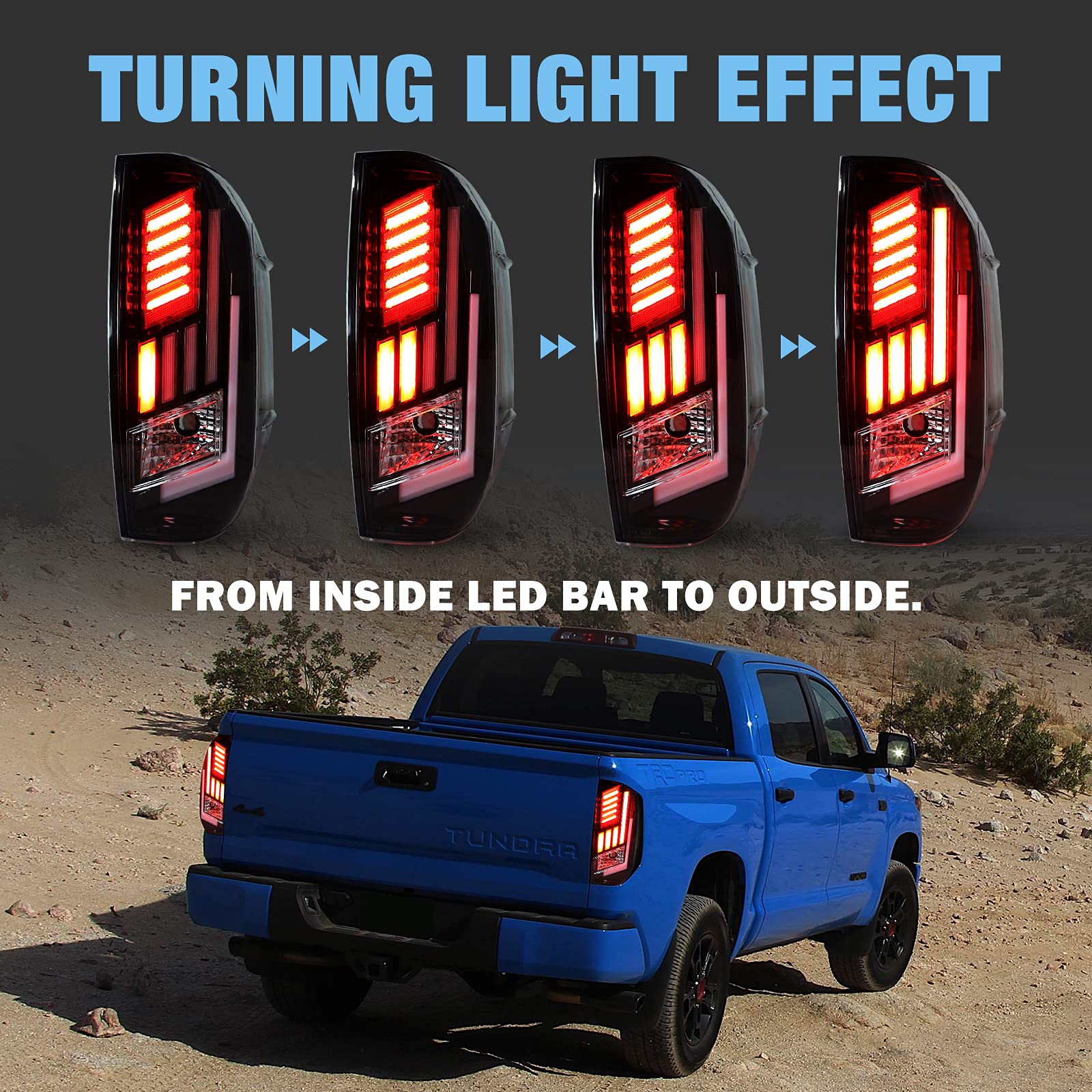 **AUTOWIKI LED Tail Lights for 2014-2022 Toyota Tundra - Glossy Black & Clear Tail Lamp Replacement (1 Set) - Perfect for Night Driving & Enhanced Safety**