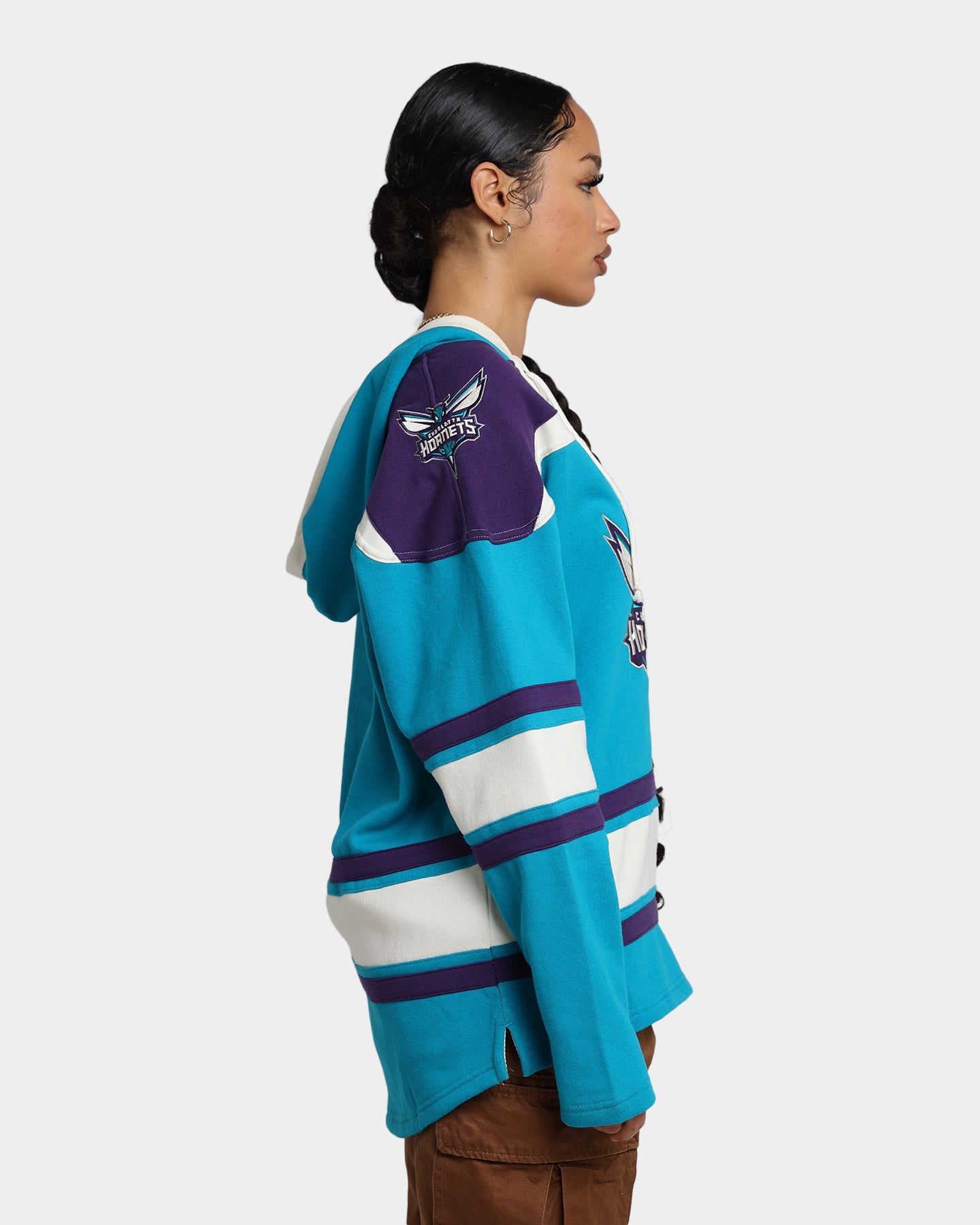 47 Brand Charlotte Hornets Superior Lacer Hoodie Neptune - Men's NBA Basketball Team Zip-Up Sweatshirt for Game Day & Casual Wear