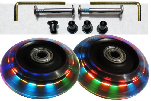 Camilian LED Luggage Wheels with Color Changing Lights - 80mm x 24mm Replacement Wheels for Suitcases - Perfect for Night Travel & Airport Navigation