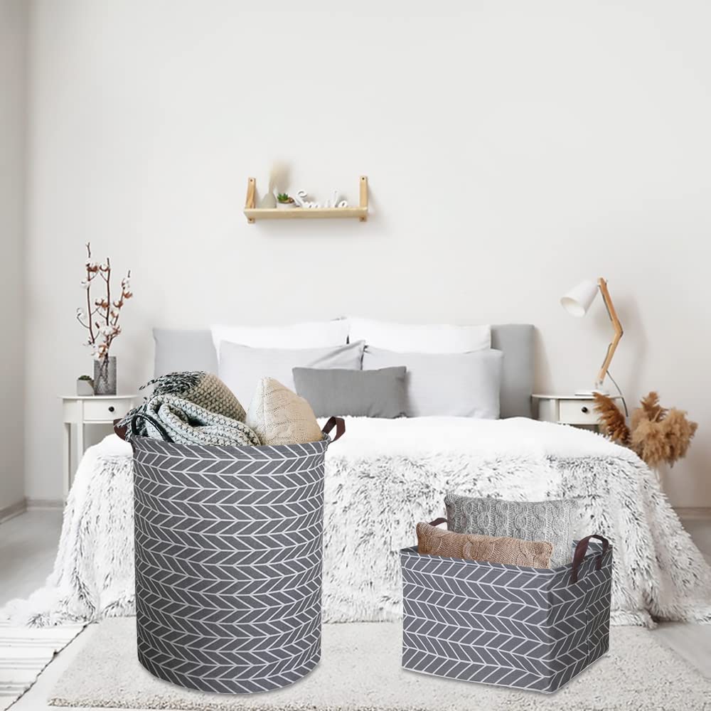 CLOCOR Collapsible Rectangular Storage Basket with Handles - Waterproof Coating Fabric Bin for Home Organization, Toys, Books & Shelves | Cute Arrow Pattern | Perfect for Nursery, Closet & Bathroom Storage