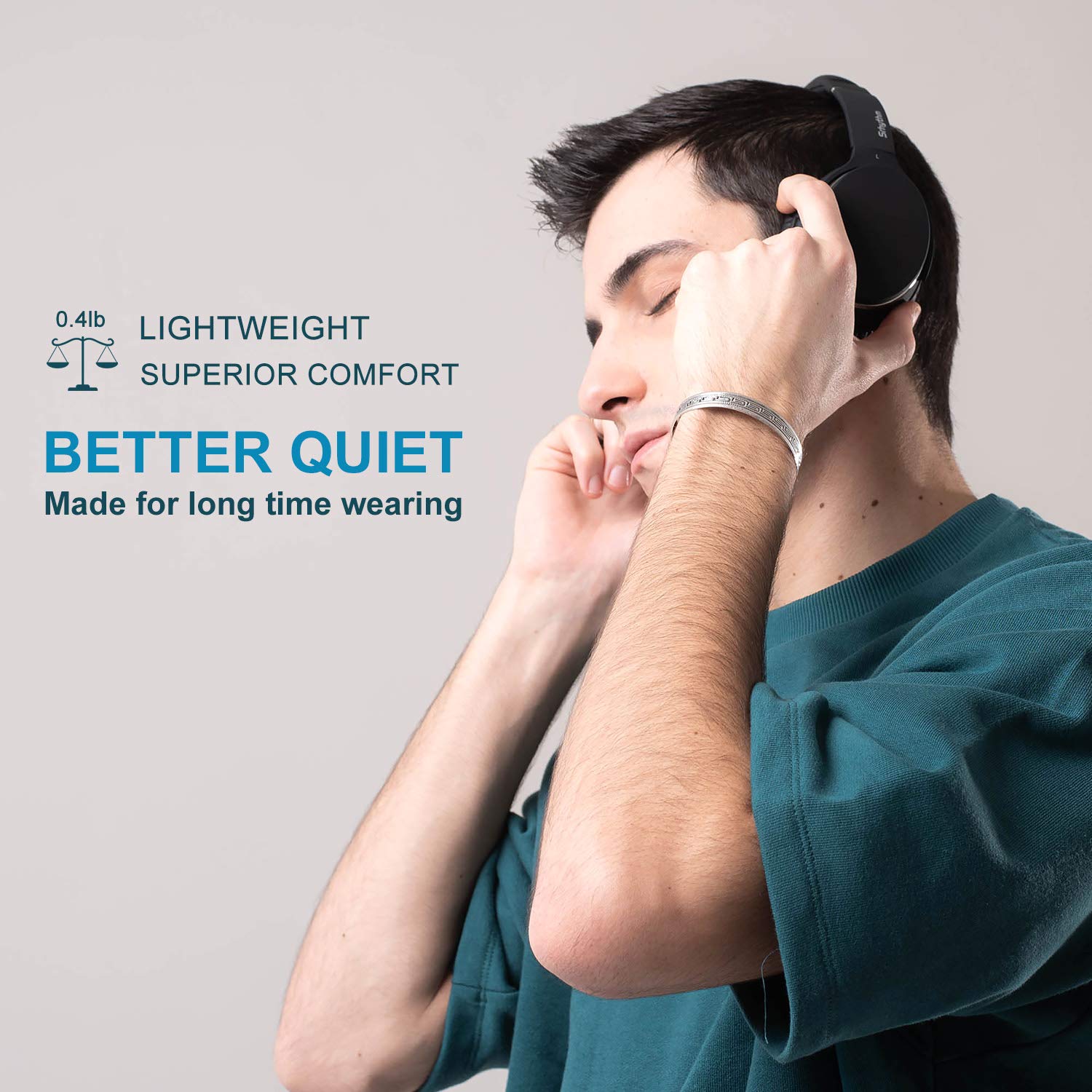 Srhythm NiceComfort 25 Hybrid Active Noise Cancelling Wireless Headphones Over-Ear with Low Latency & Transparency Mode - Perfect for Travel, Office Work, and Gaming