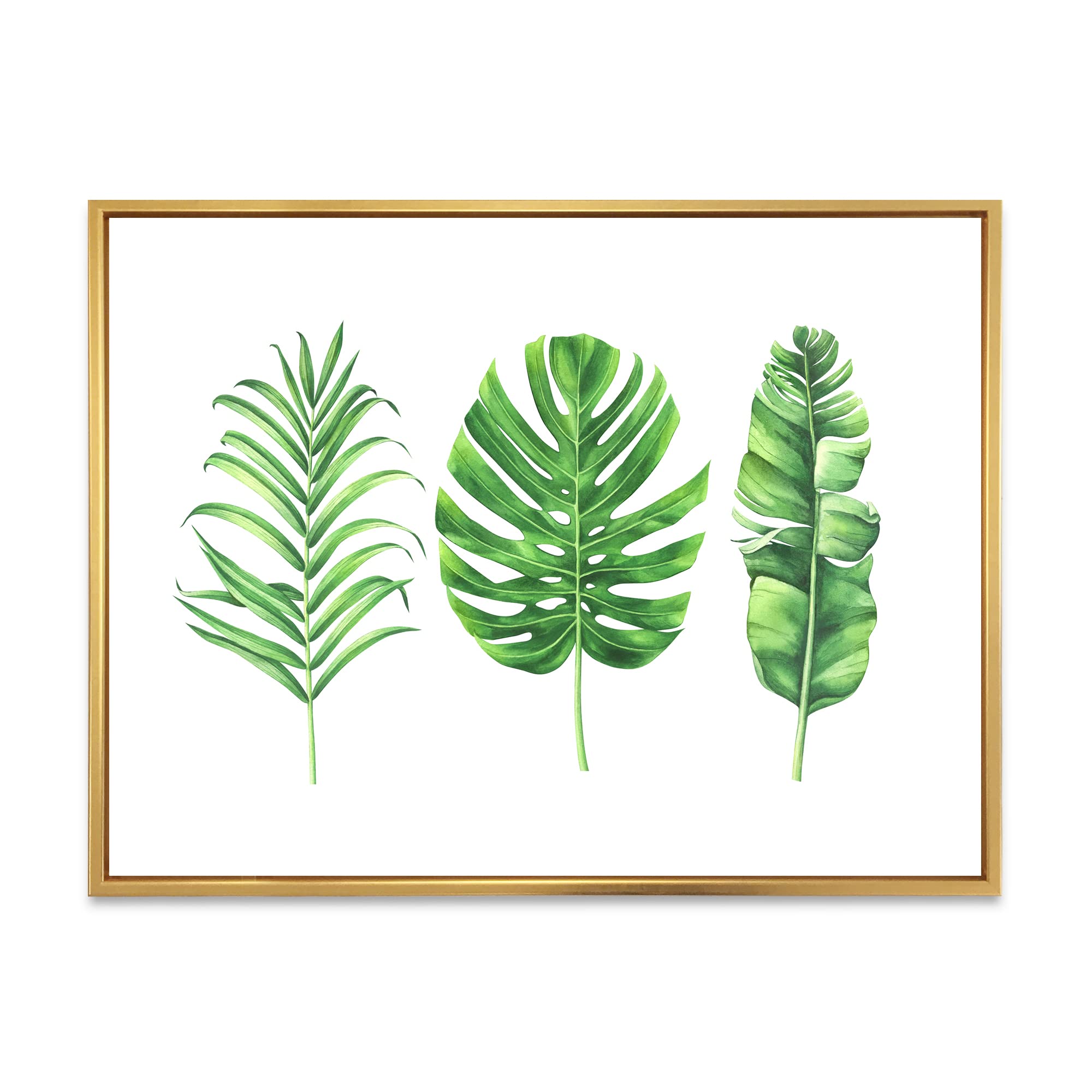 Farmhouse Tropical Monstera Leaf Framed Canvas Wall Art Print - Botanical Home Decor for Living Room, Bedroom & Office