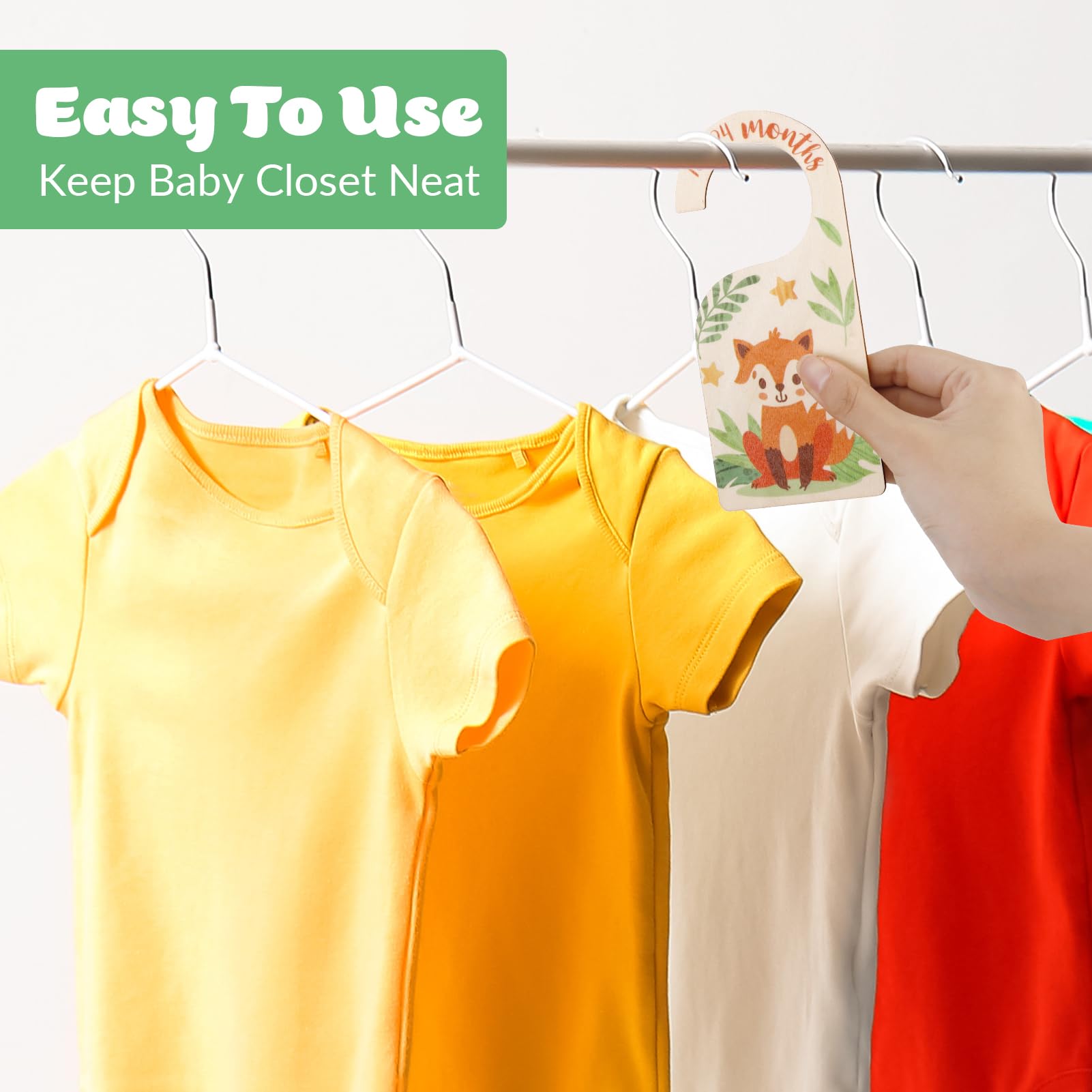 8Pcs Double Sided Wooden Baby Closet Dividers - Newborn to 24 Months Baby Clothes Organizer for Girls & Boys Nursery - Perfect for Nursery Organization and Baby Closet Storage