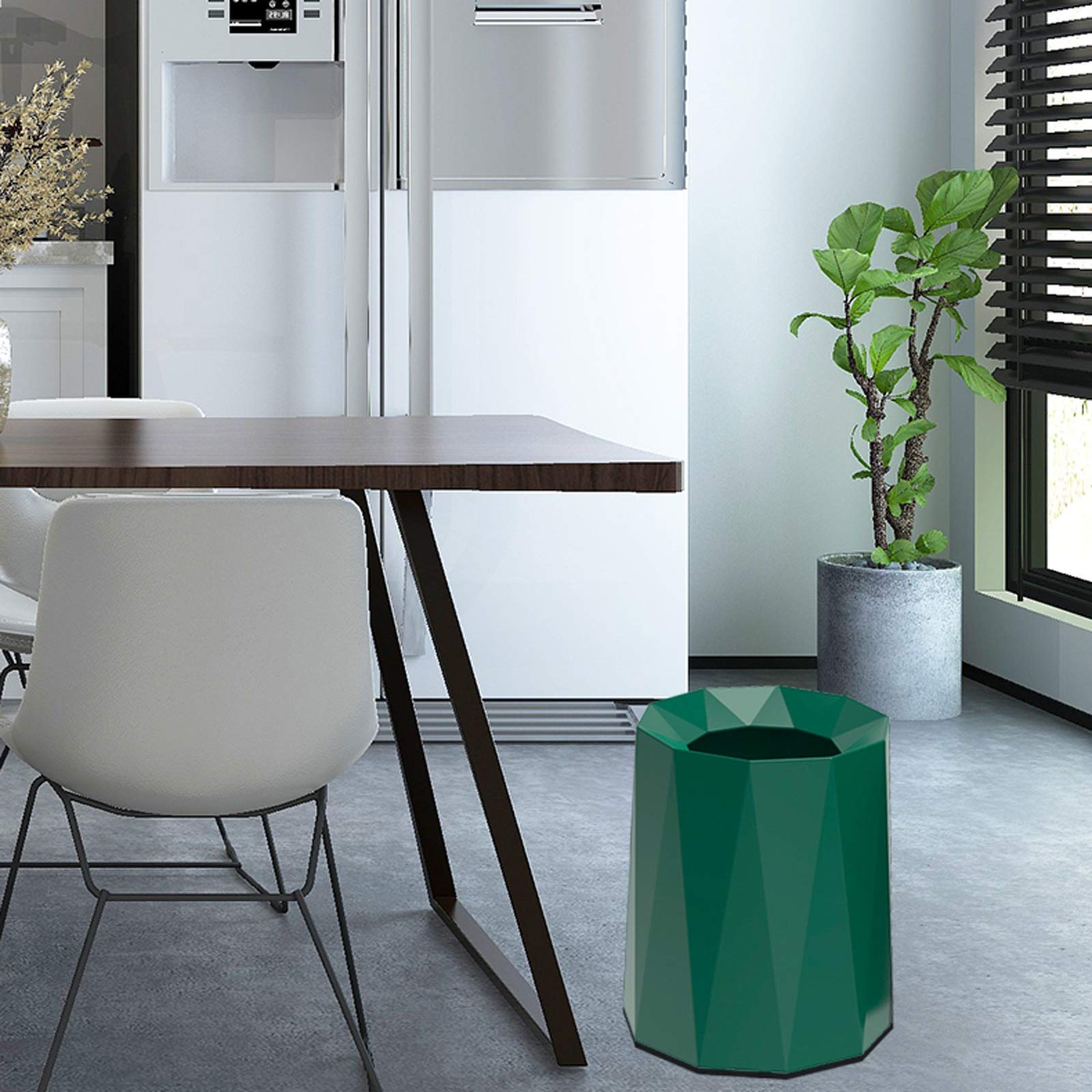 Modern Luxury Trash Can - Household Garbage Bin Without Cover, Large Capacity Waste Basket for Kitchen, Office, Bathroom - 6 Colors (Silver-L) | Commercial & Home Use Recycling Bin for Waste Management
