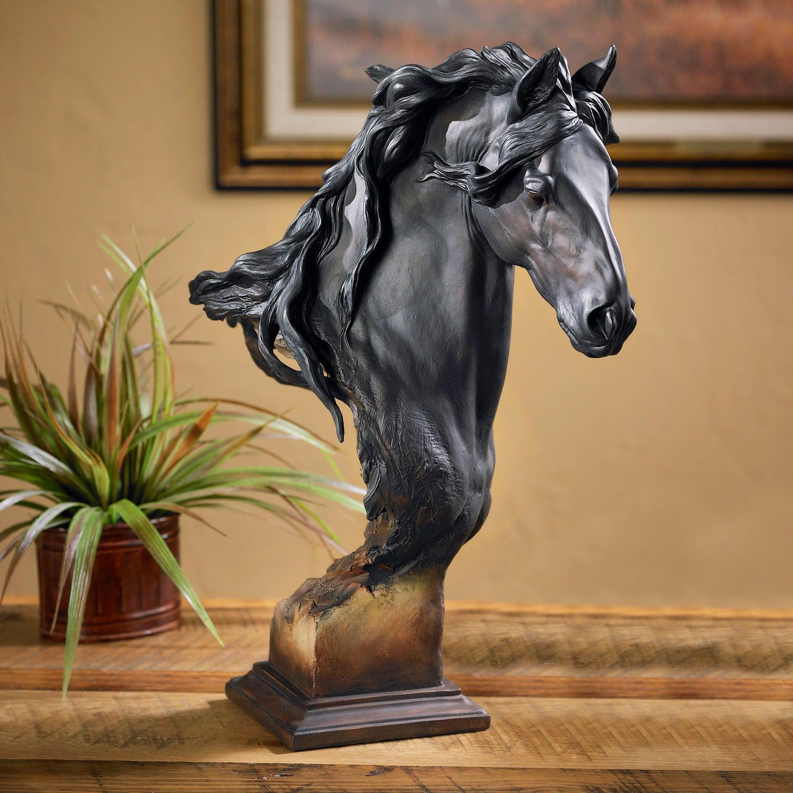 Equus Onyx Fresian Horse Small Mill Creek Sculpture - Handcrafted Miniature Horse Statue for Home Decor, Office Display, and Collectibles