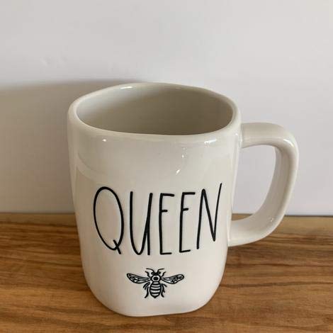 Rae Dunn QUEEN BEE Ceramic Mug - Rare Collectible Coffee Cup for Tea Lovers, Perfect Gift for Bee Enthusiasts & Home Decor