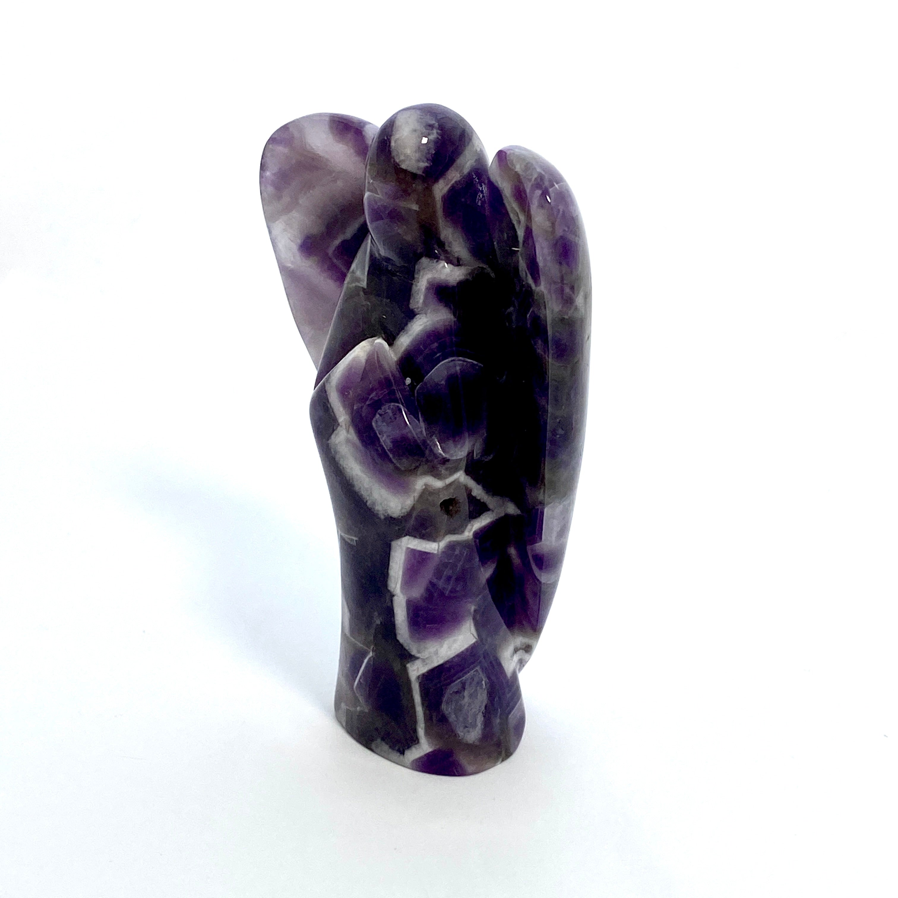 Chevron Amethyst Angel AMA 02 - Natural Healing Crystal for Meditation, Chakra Balancing & Spiritual Growth - Perfect for Home Decor, Yoga Space & Gift Giving