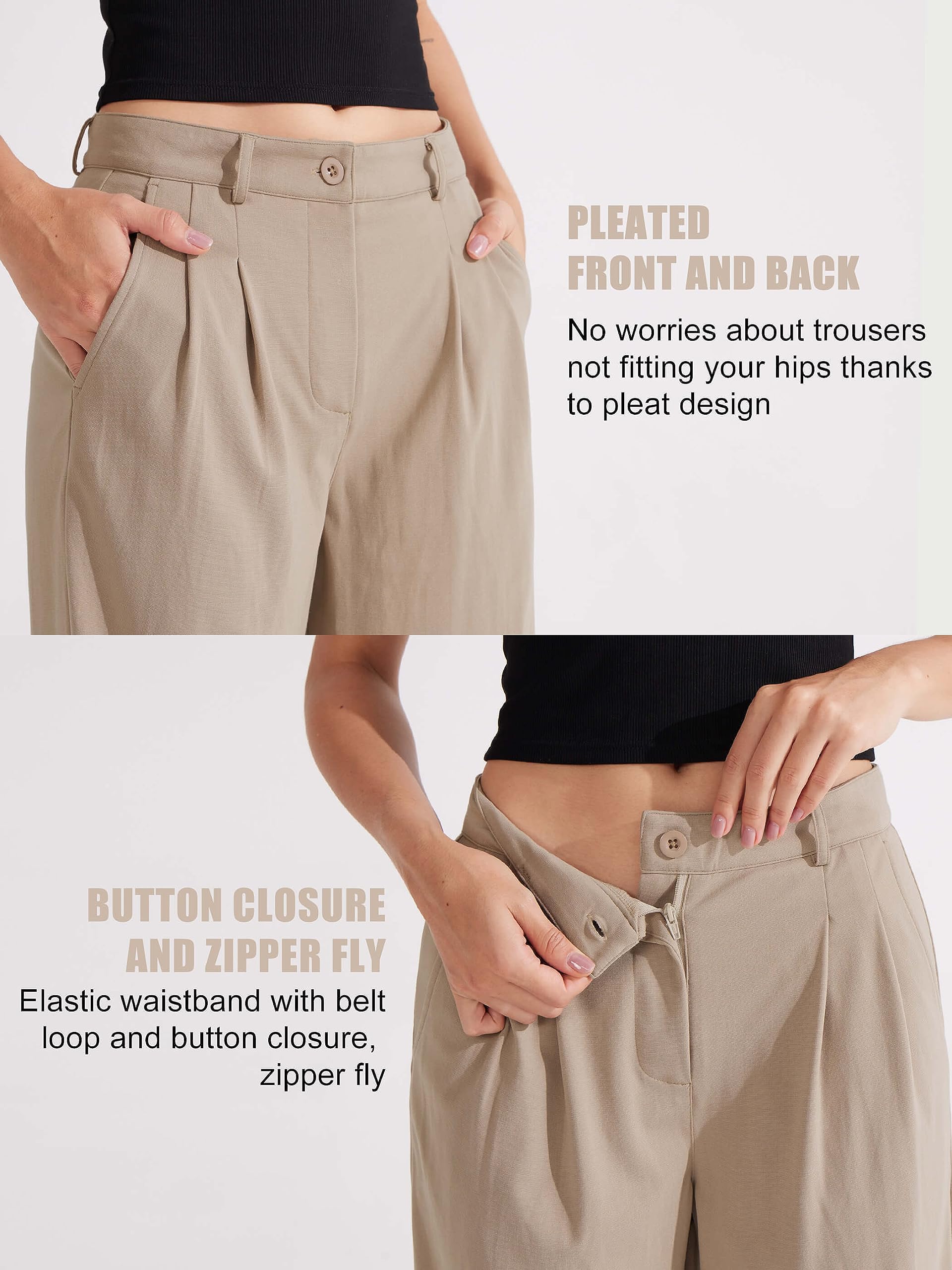 Libin Women's Stretch High Waist Dress Pants - Summer Lightweight Yoga & Office Wear