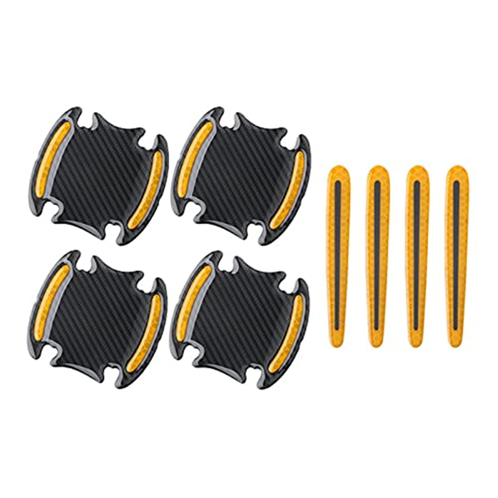 8PCS Carbon Fiber Car Door Handle Protectors - Anti-Scratch Paint Protection Film with Reflective Safety Strips | Durable Exterior Car Accessories for Sedans, SUVs & Trucks (Perfect for Parking Lots & Night Driving)