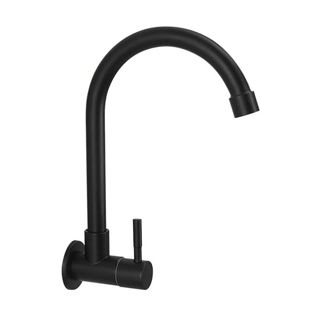 Black Stainless Steel Wall-Mounted Cold Water Faucet for Kitchen & Pool Washing - Perfect for Outdoor Sinks, RV Camping, and Garden Use