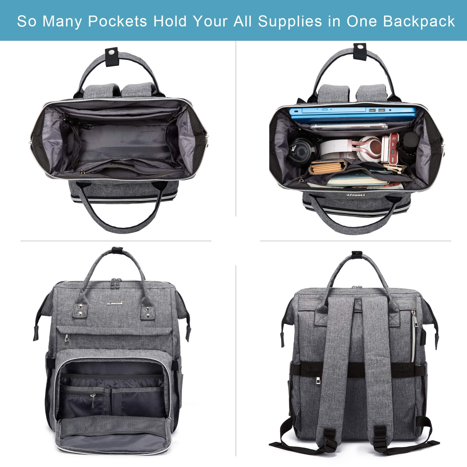LOVEVOOK 15.6 Inch Laptop Backpack for Women - Waterproof Business Computer Bag with USB Charging Port, Perfect for Work, Travel & College (Upgraded Version) - Ideal for Office Professionals, Students & Commuters