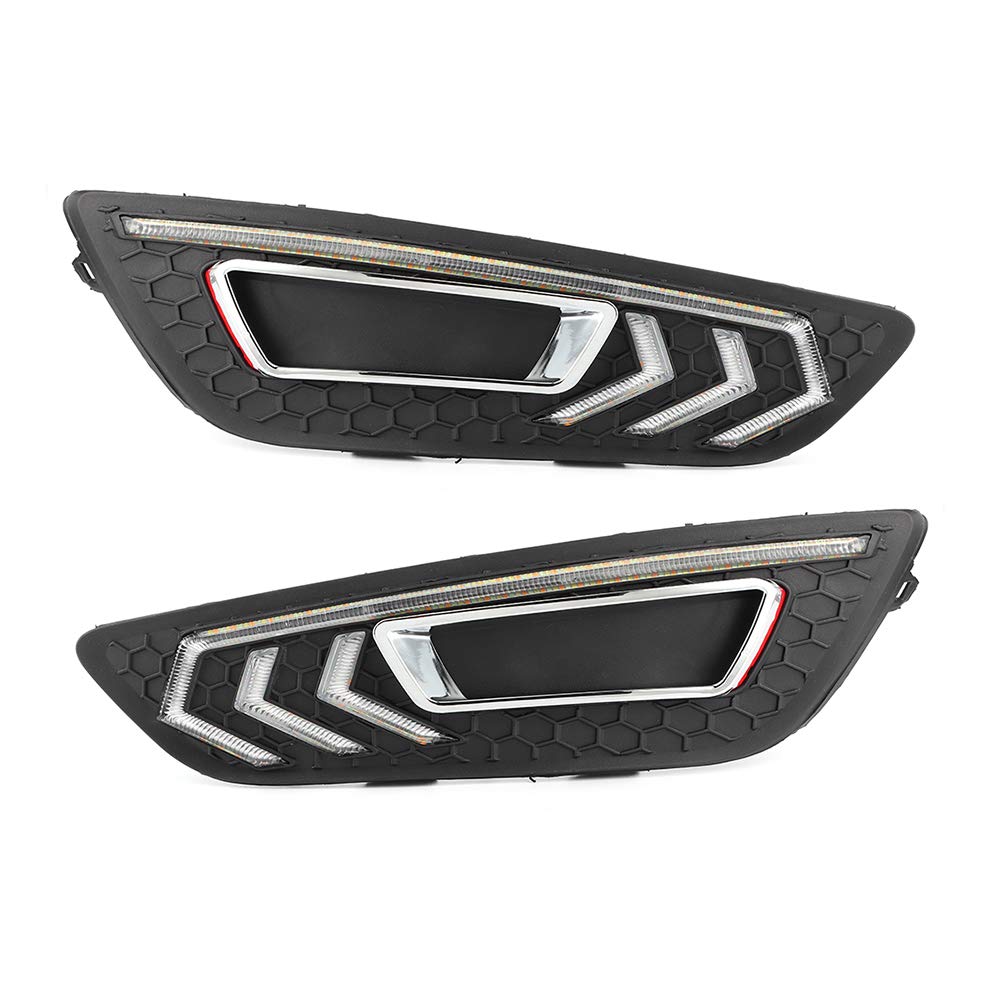 Bright LED Daytime Running Lights (DRL) for Ford Focus MK3 2015-2018 - 2 Color Options (White/Amber) - Easy Installation & Enhanced Visibility - Perfect for Daily Commuting & Night Driving