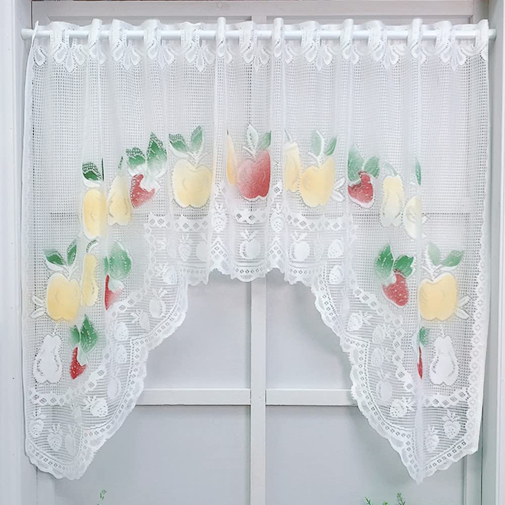 Elegant White Lace Swag Curtains - 55