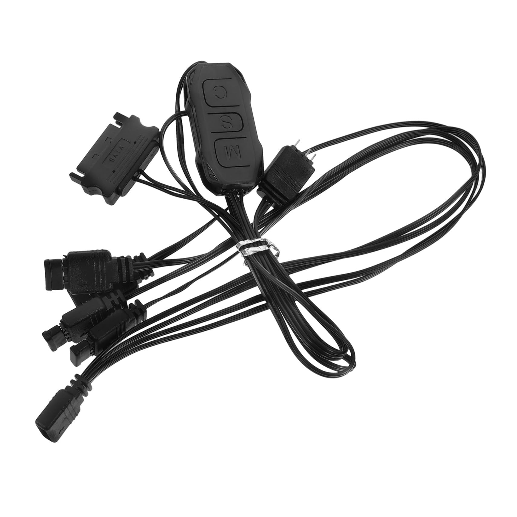 Jojofuny RGB LED Light Controller for PC - 4 Port Desktop Computer Lighting Hub with Adapter | Perfect for Gaming PC Setup, Case Modding & Custom PC Builds