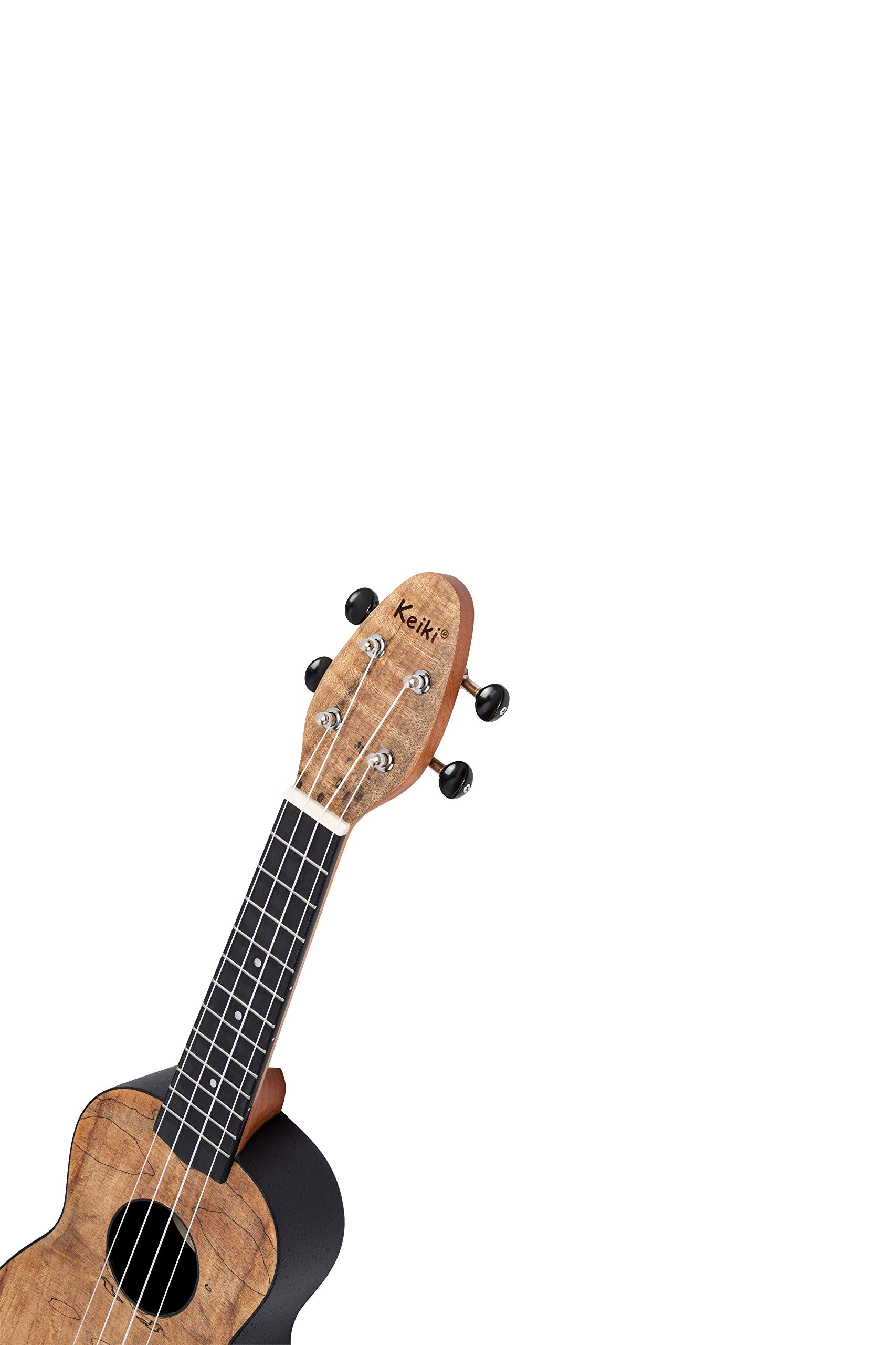 Ortega K3-SPM-L 4-String Keiki Exotic Wood Series Soprano Left-Handed Ukulele with Tuner, Picks, Strap & Tote Bag - Spalted Maple Finish | Perfect for Beginners, Travel & Hawaiian Music Performances