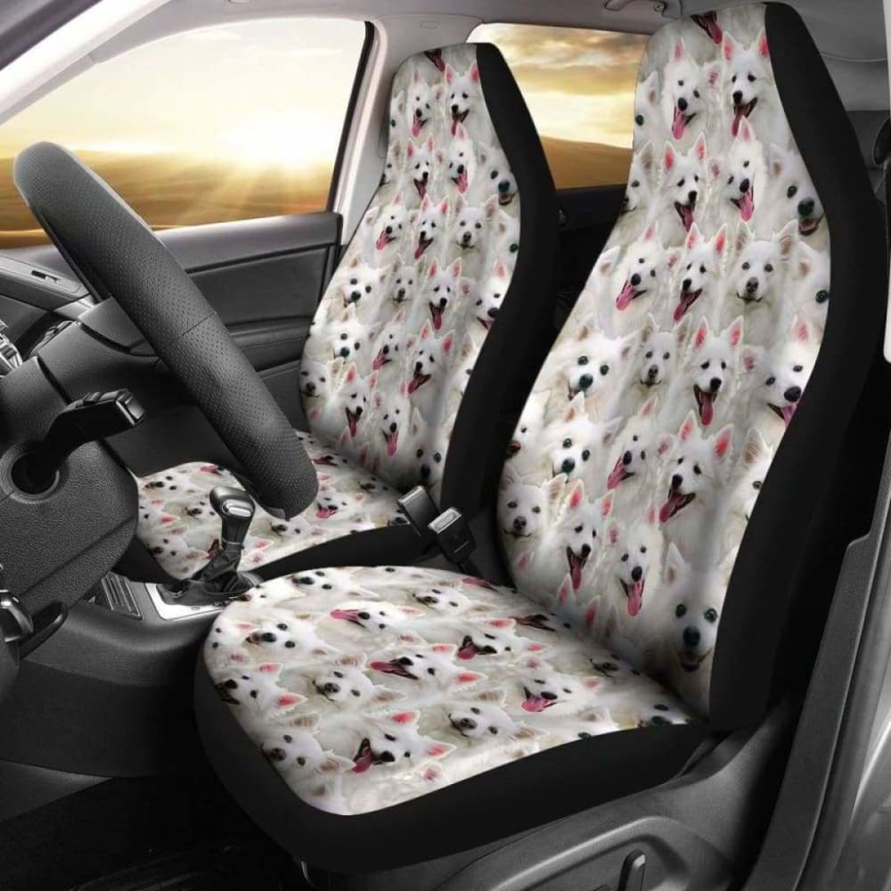 American Eskimo Dog Full Face Car Seat Covers for Pets - Waterproof & Non-Slip Pet Car Seat Protector - Perfect for Travel, Road Trips, and Daily Commutes