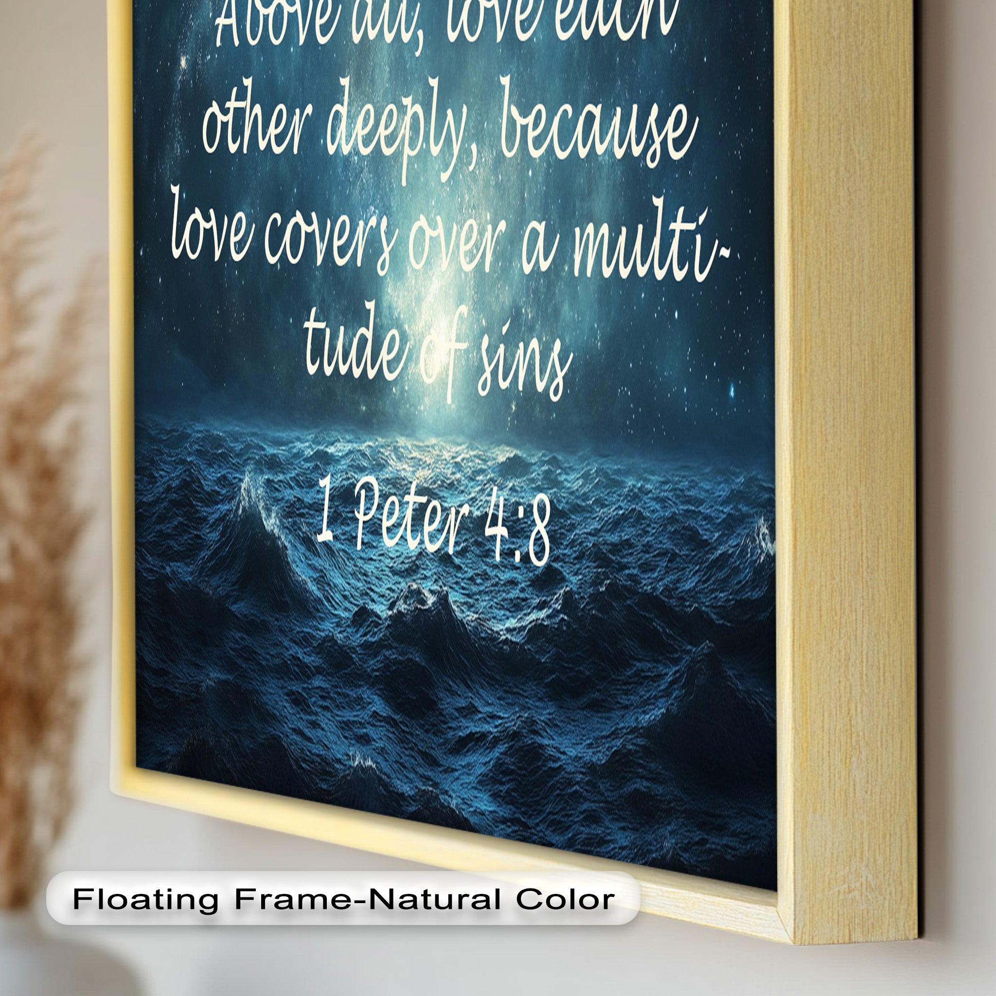 1 Peter 4:8 Love and Forgiveness Bible Verse Oil Painting - Christian Home Decor, Religious Wall Art, Gift for Baptism & Weddings