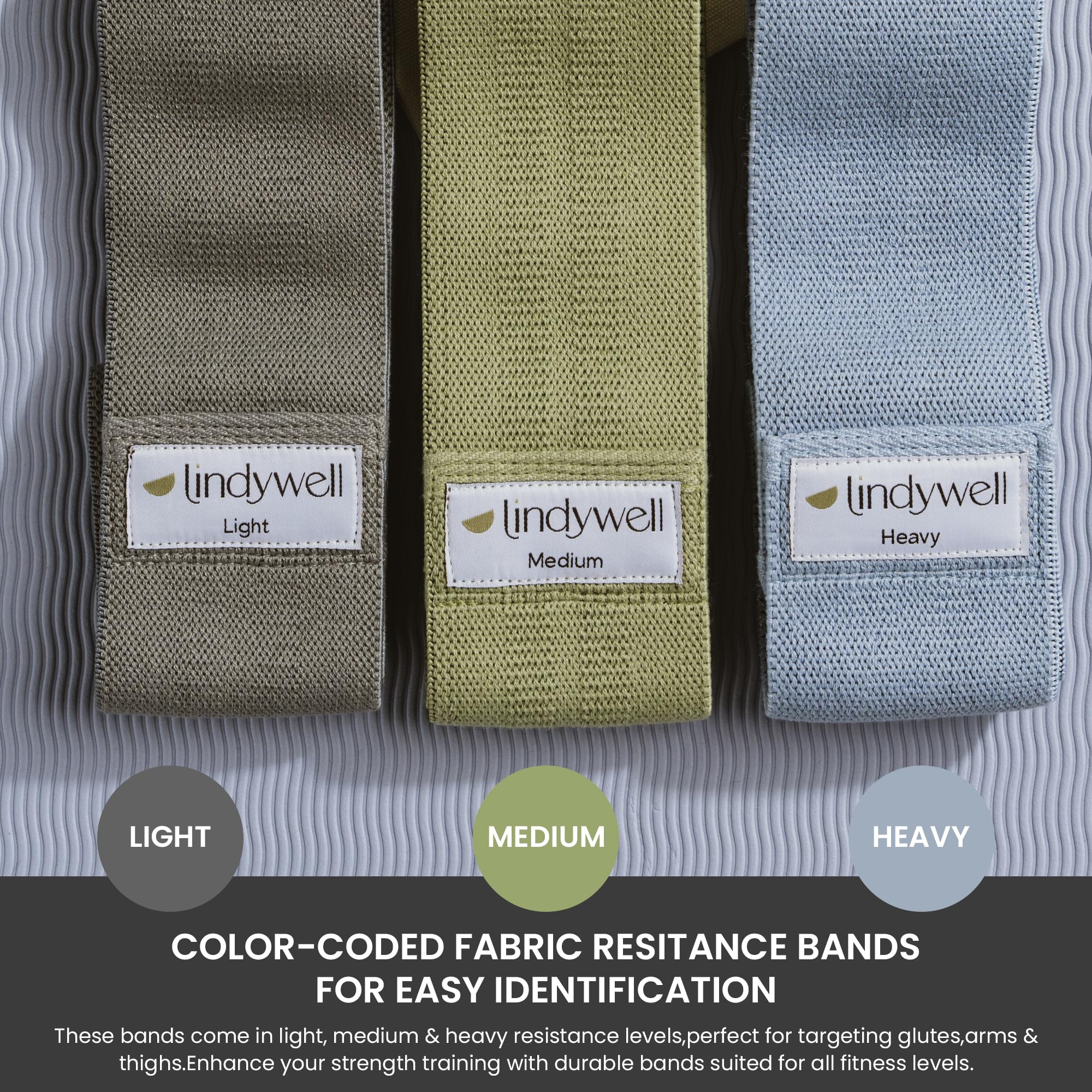 Lindywell Home Pilates Equipment Set - 3 Color Fabric Resistance Bands, Insulated Stainless Steel Water Bottle, 2LB Hand Weights - Complete Workout Kit for Women & Men - Perfect for Home Gym, Yoga, Strength Training and Hydration