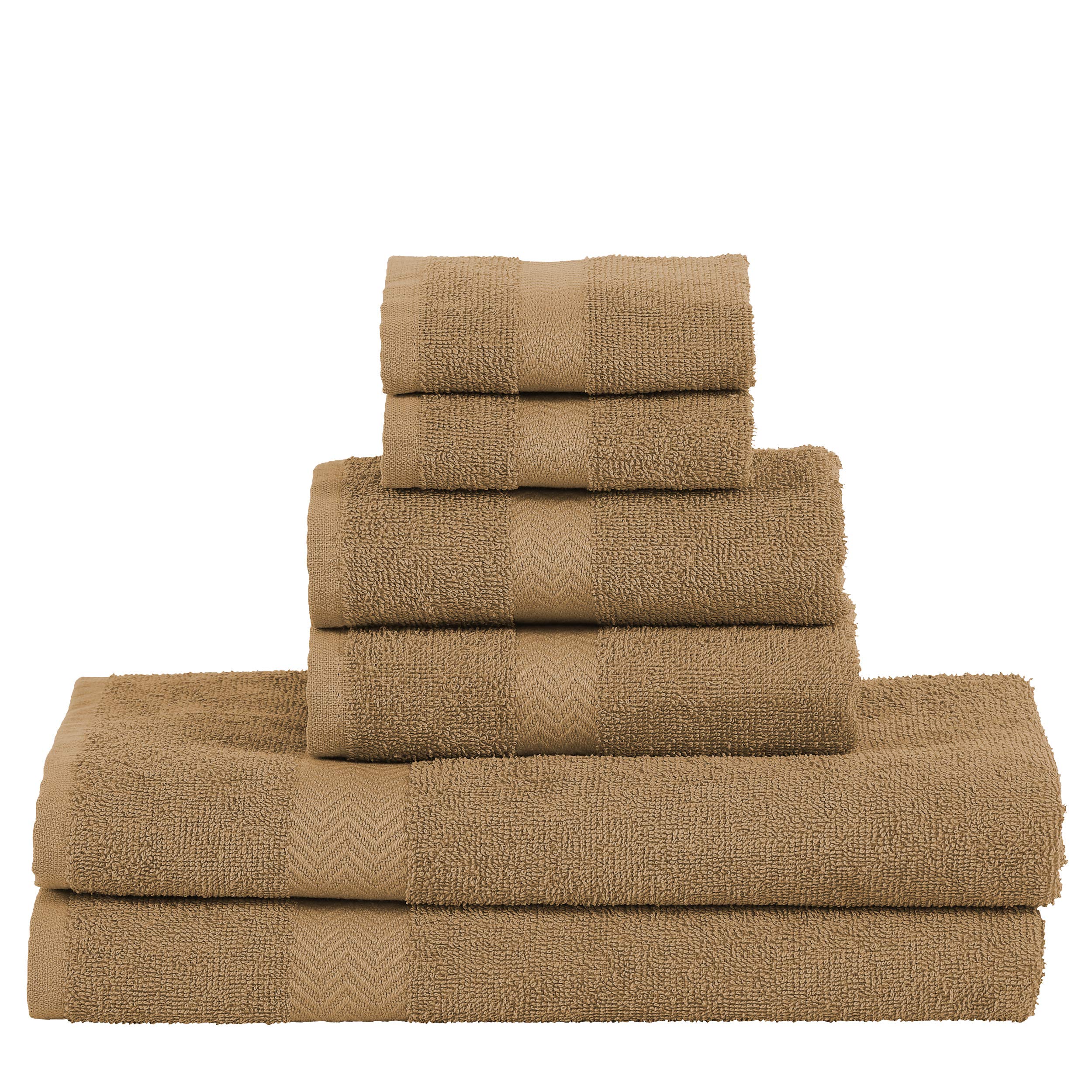 Premium Eco-Friendly 6-Piece Cotton Towel Set - Soft & Absorbent Bath Towels, Hand Towels & Washcloths in Latte Color - Perfect for Spa, Bathroom & Luxury Home Decor