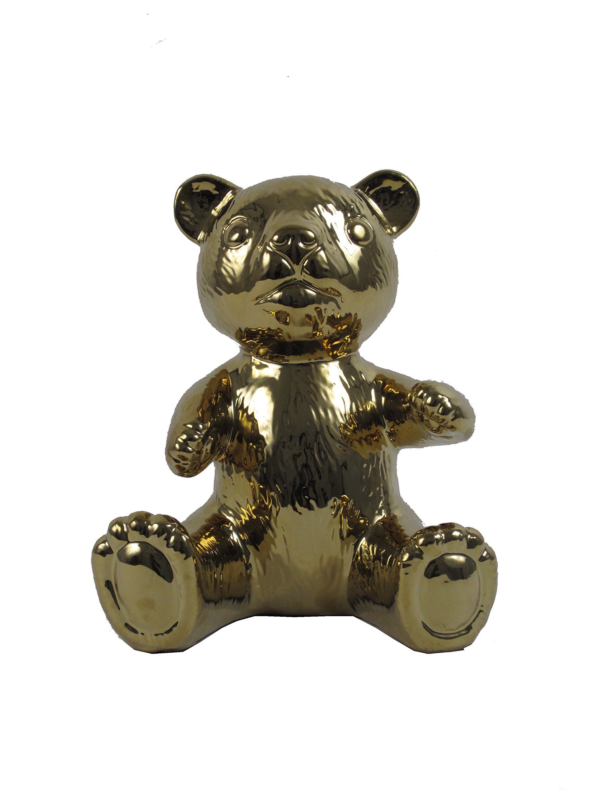 Gold Ceramic Decorative Bear Statue - 5.5 x 8 Inches Small Home Decor for Shelf, Tabletop, or Gift Giving - Perfect for Living Room, Bedroom, or Office Display