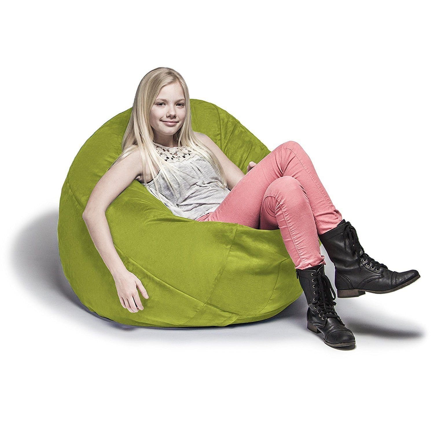 Jaxx 4ft Cocoon Bean Bag Chair - Lime Green Oversized Lounger for Teens & Adults | Perfect for Gaming Rooms, Dorm Decor, and Cozy Reading Nooks
