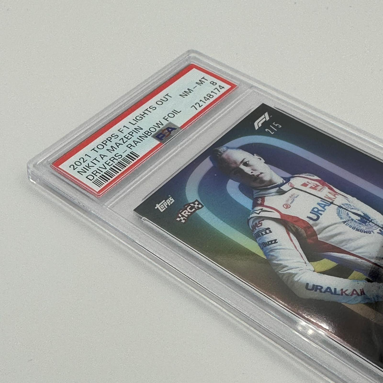 PSA 8 Graded 2/5 Nikita Mazepin Rainbow Foil Racing Driver Card - Collectible Sports Memorabilia for F1 Fans & Trading Card Enthusiasts