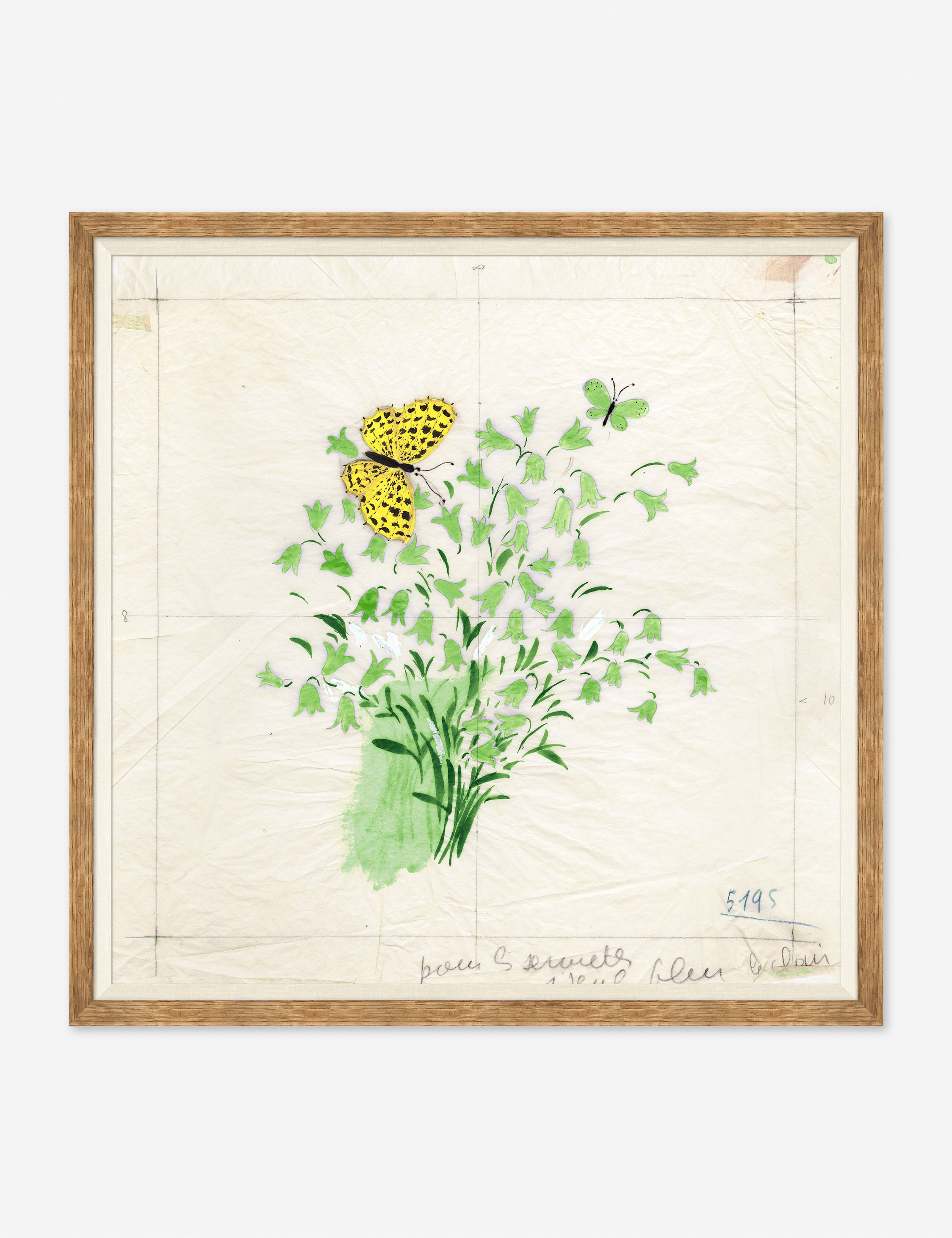 Clochettes et Papillon Art Print by Paule Marrot - Vintage French Floral Wall Decor for Living Room, Bedroom & Office