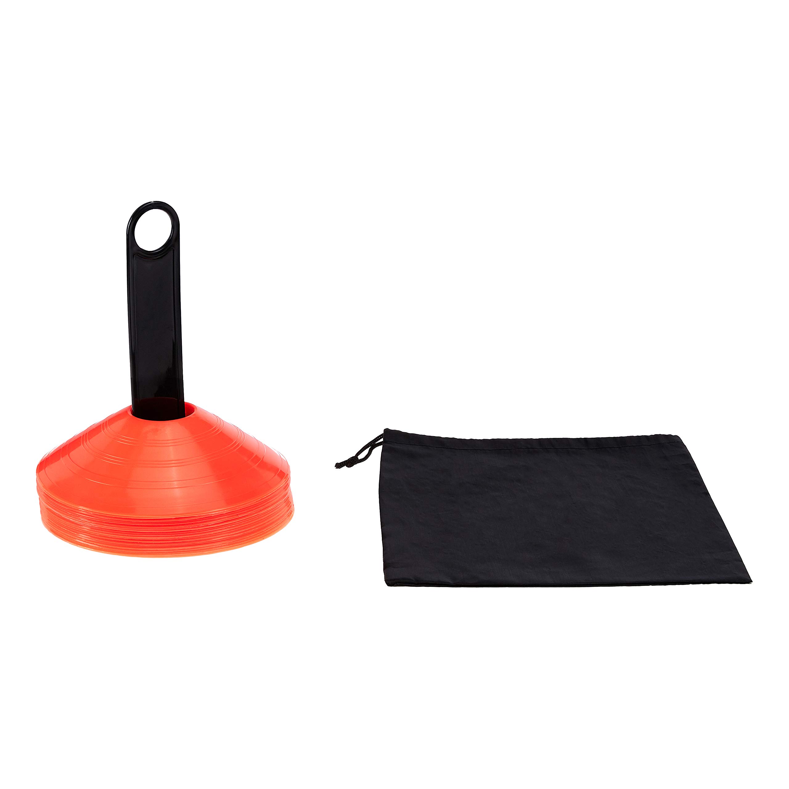 Amazon Basics Sports Practice Cones - Set of 20 with Carry Holder | Agility Training Equipment for Soccer, Football, Baseball & Kids Outdoor Games | Perfect for Drills, Fitness & Field Marking