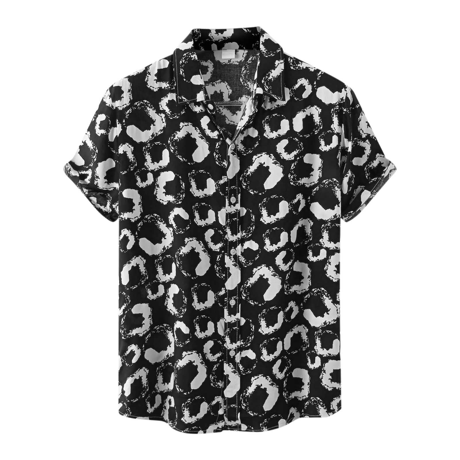 Jsaierl Men's Casual Button-Down Short Sleeve Shirt - Floral Print Beach Shirt for Summer, Vacation & Outdoor Activities