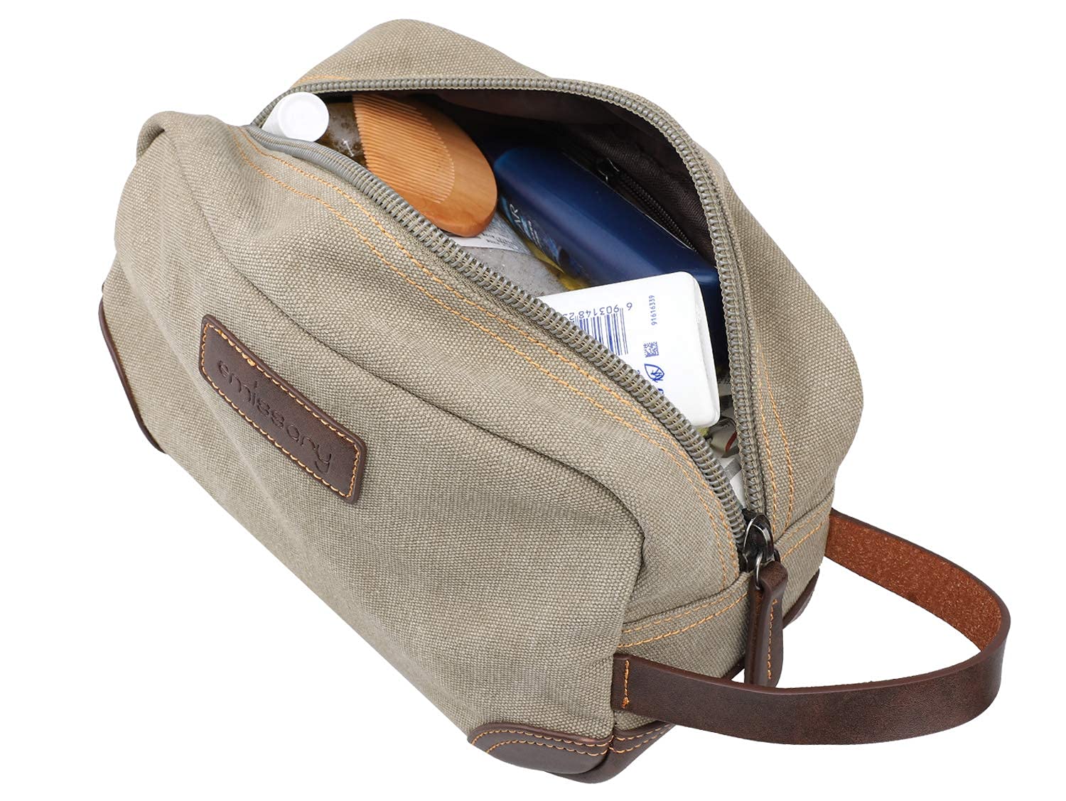 Emissary Men's Travel Toiletry Bag - Waterproof Dopp Kit for Men with Hanging Hook, Compact Shaving & Bathroom Organizer for Business Trips & Vacations (Light Gray) | Perfect for Gym, Camping & Air Travel