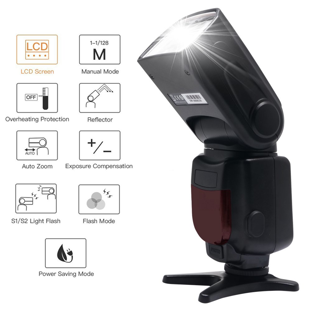 Professional VD-930 Universal Manual Speedlite Flash for Canon Nikon Panasonic Olympus Fujifilm Pentax DSLR Cameras - Hot Shoe Compatible with LCD Display - Perfect for Portrait, Wedding & Studio Photography