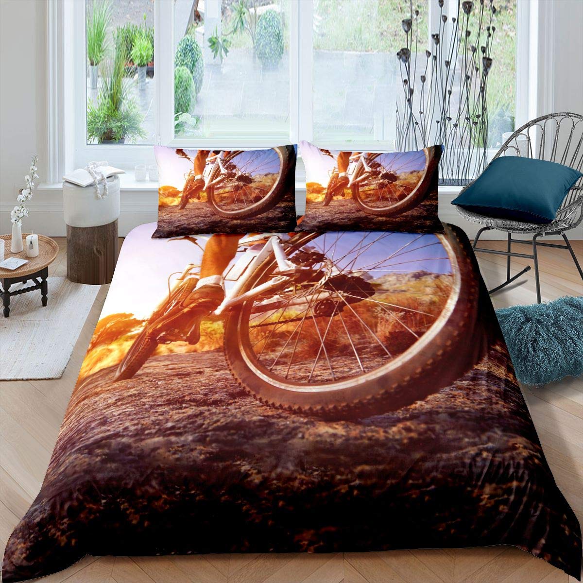 Feelyou Dirt Bike Bedding Set - Motocross Racing Duvet Cover & Pillowcase (2Pcs, Twin Size) for Kids Boys Girls - Sports Biker Themed Bedroom Decor - Perfect for Motocross Fans' Bedrooms, Kids' Room Makeovers, and Racing Enthusiast Gifts