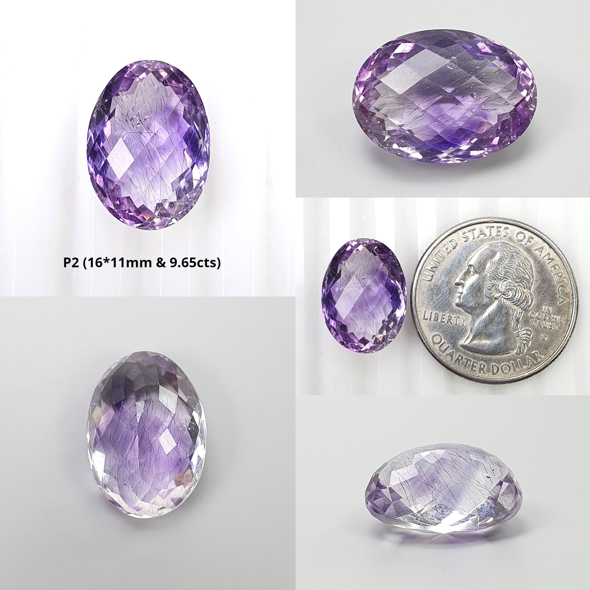 Natural Untreated Purple Rutile Amethyst Quartz Gemstone - Checker Cut Pear & Oval Shape for Jewelry Making, Healing Crystals & Spiritual Gifts