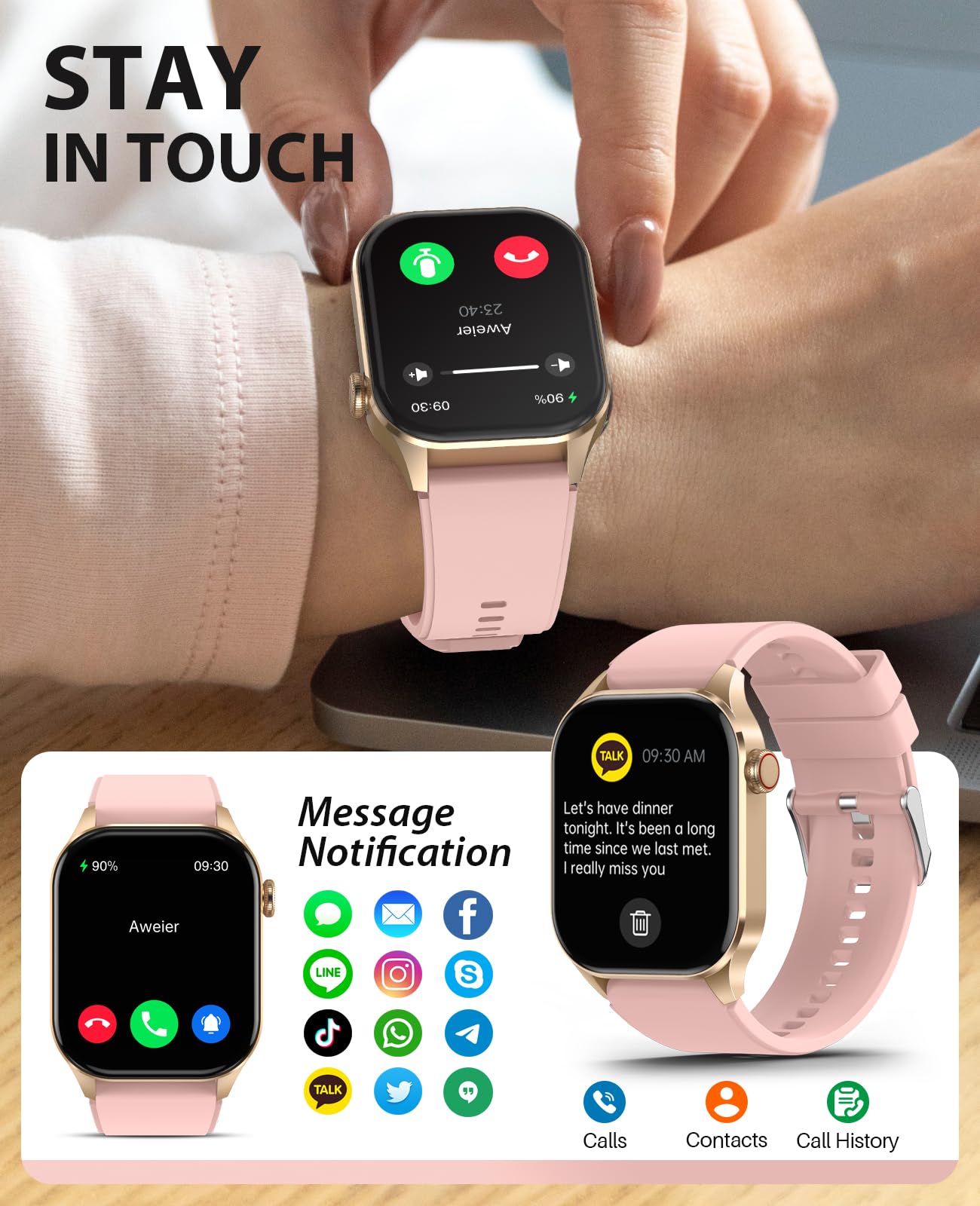 Smart Watch for Women with Blood Oxygen Monitor, 136+ Sports Modes, 2.04