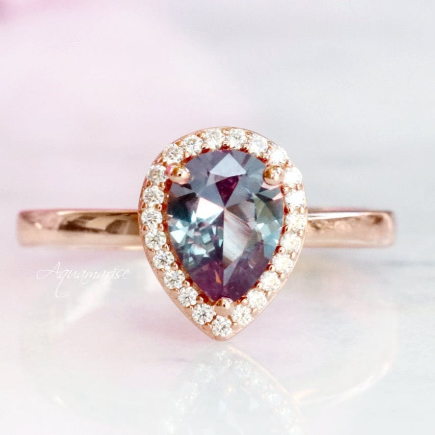 14K Rose Gold Vermeil Alexandrite Ring for Women - Elegant Birthstone Jewelry Gift for Anniversary, Engagement & Special Occasions