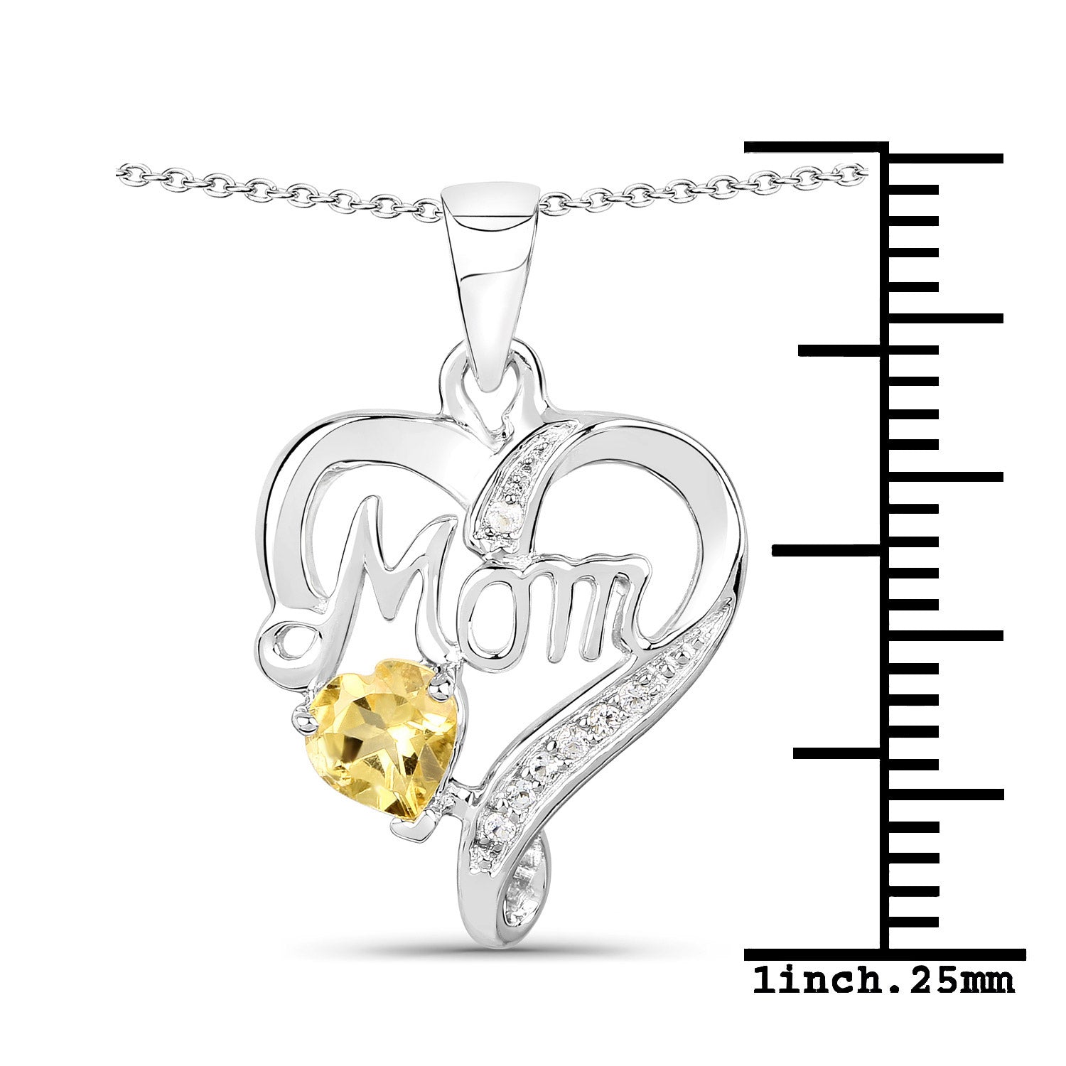 Authentic Citrine Double Heart Pendant Necklace for Women - Perfect Gift for Mom, Birthday, Anniversary & Valentine's Day