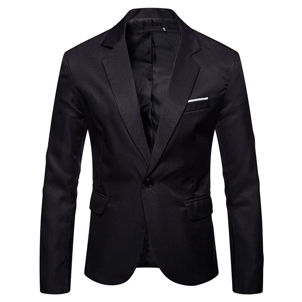 Men's Slim Fit Casual Blazer Jacket - Lightweight Stretch Comfortable Coat for Business, Office & Daily Wear - Black