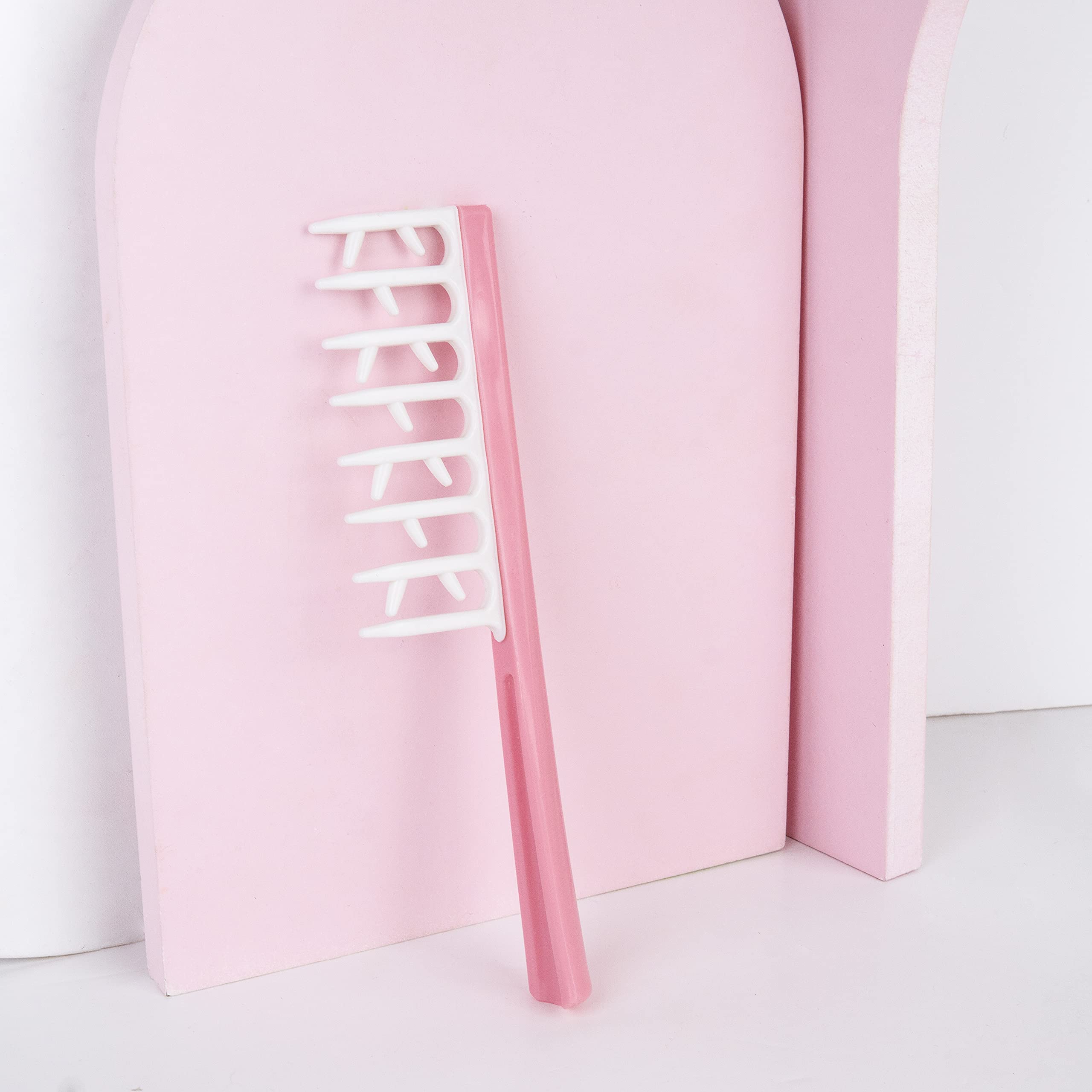 Brushworks Smoothing Curl Comb - Detangling Hair Brush for Curly & Wavy Hair - Pink (Perfect for Styling, Salon & Home Use)