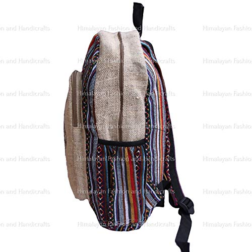 Premium Hemp Backpack - 100% Organic & Handmade Large Laptop Bag with Multiple Pockets | Eco-Friendly Travel Backpack for Women & Men | Water Bottle Holder & Laptop Sleeve | Boho Wolf Design - Perfect for Work, College & Outdoor Adventures