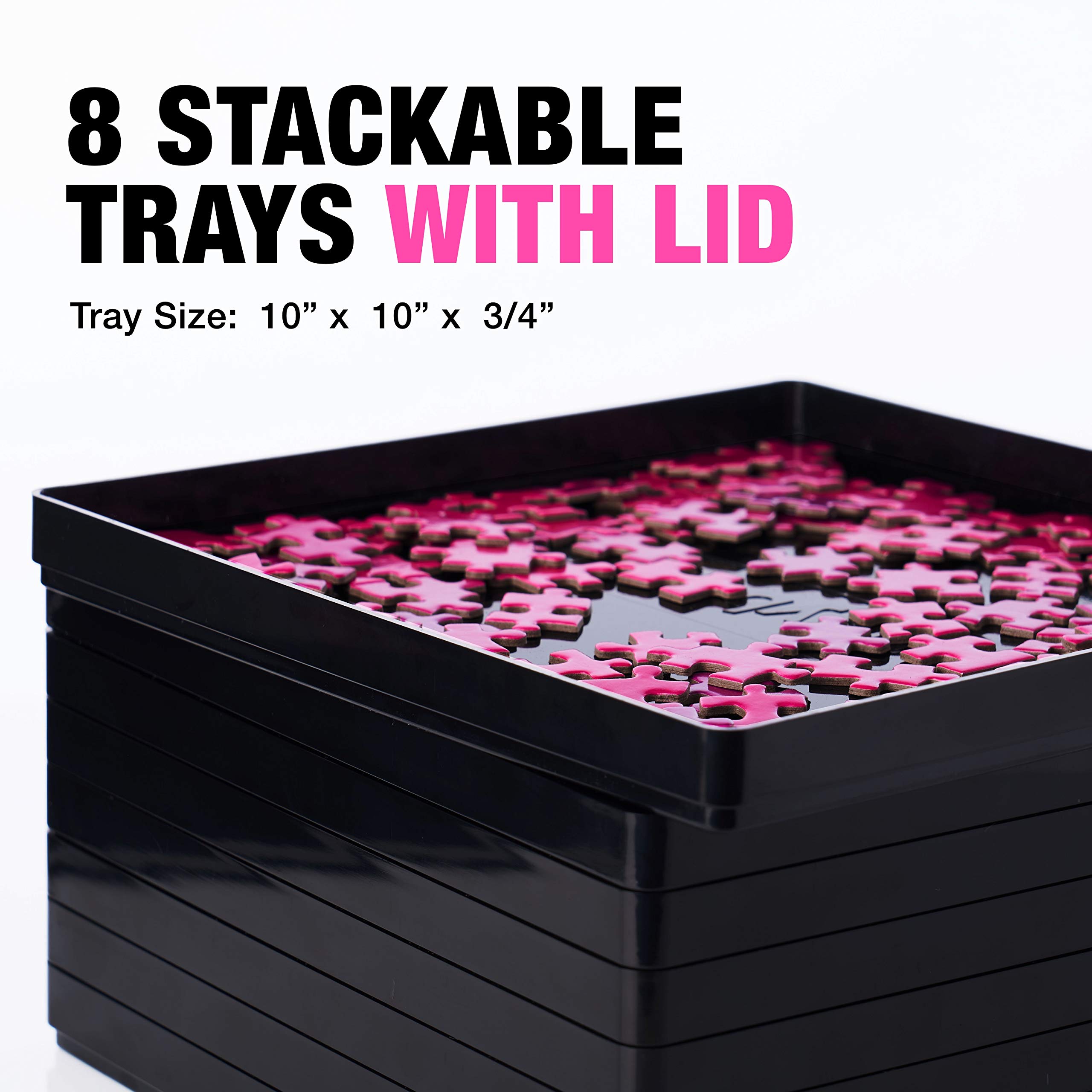 8-Piece Black Puzzle Sorting Trays with Lids 10