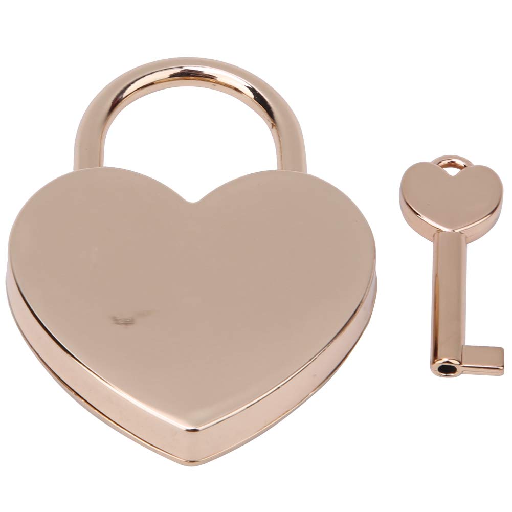 Vintage Rose Gold Metal Heart Shaped Padlock with Key - Mini Lock for Jewelry Box, Diary, Gift, Travel & Storage Security - Romantic Keepsake for Couples, Teens & Special Occasions