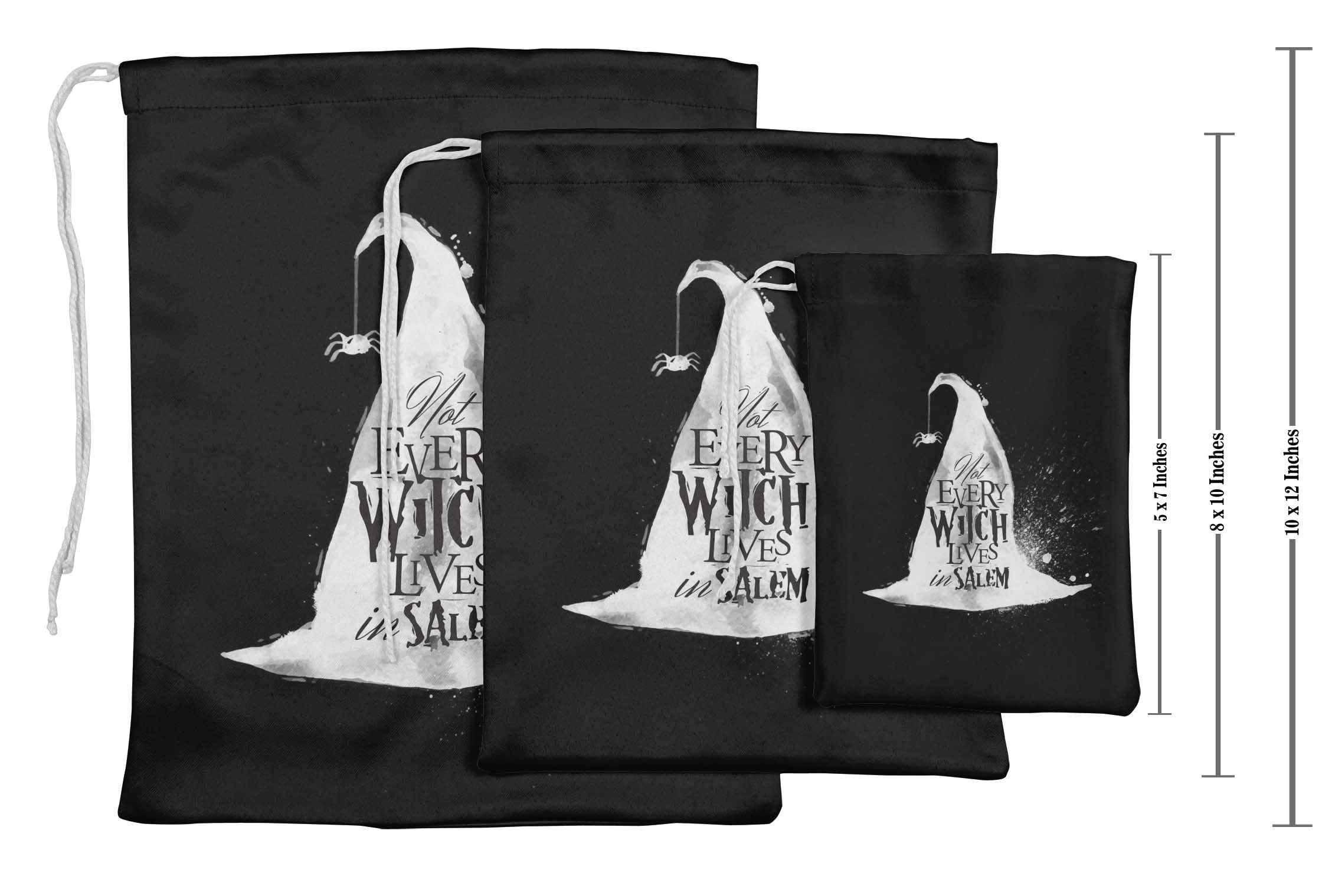 Black 'Not Every Witch Lives in Salem' Halloween Party Favor Bags - 15pcs Witch-Themed Jewelry Pouches for Trick or Treat, Costume Accessories & Spooky Gift Giving