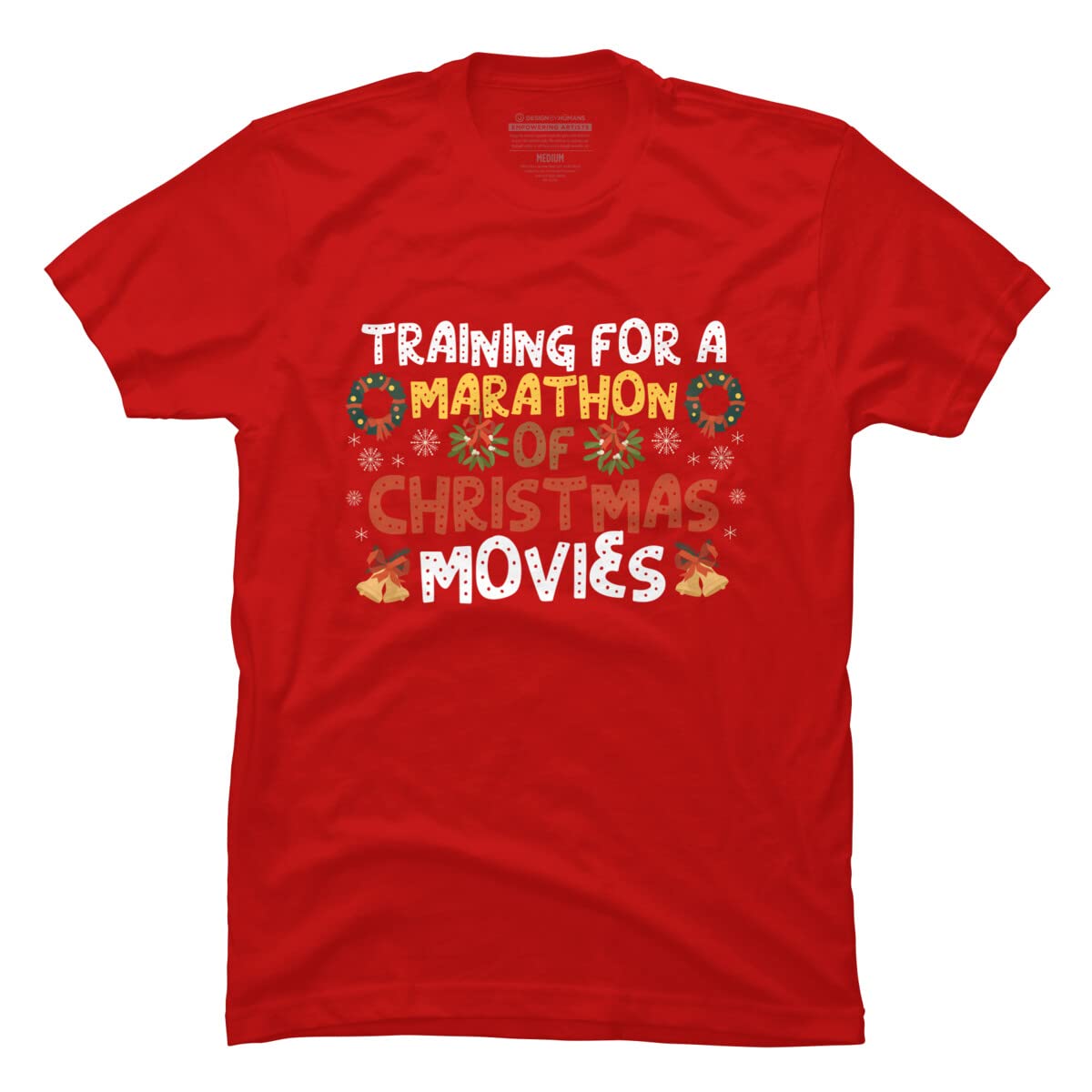 Design By Humans Men's Marathon Training & Christmas Movies Graphic T-Shirt - Funny Holiday Tee for Runners, Movie Lovers - Perfect for Gym, Jogging, and Festive Gatherings