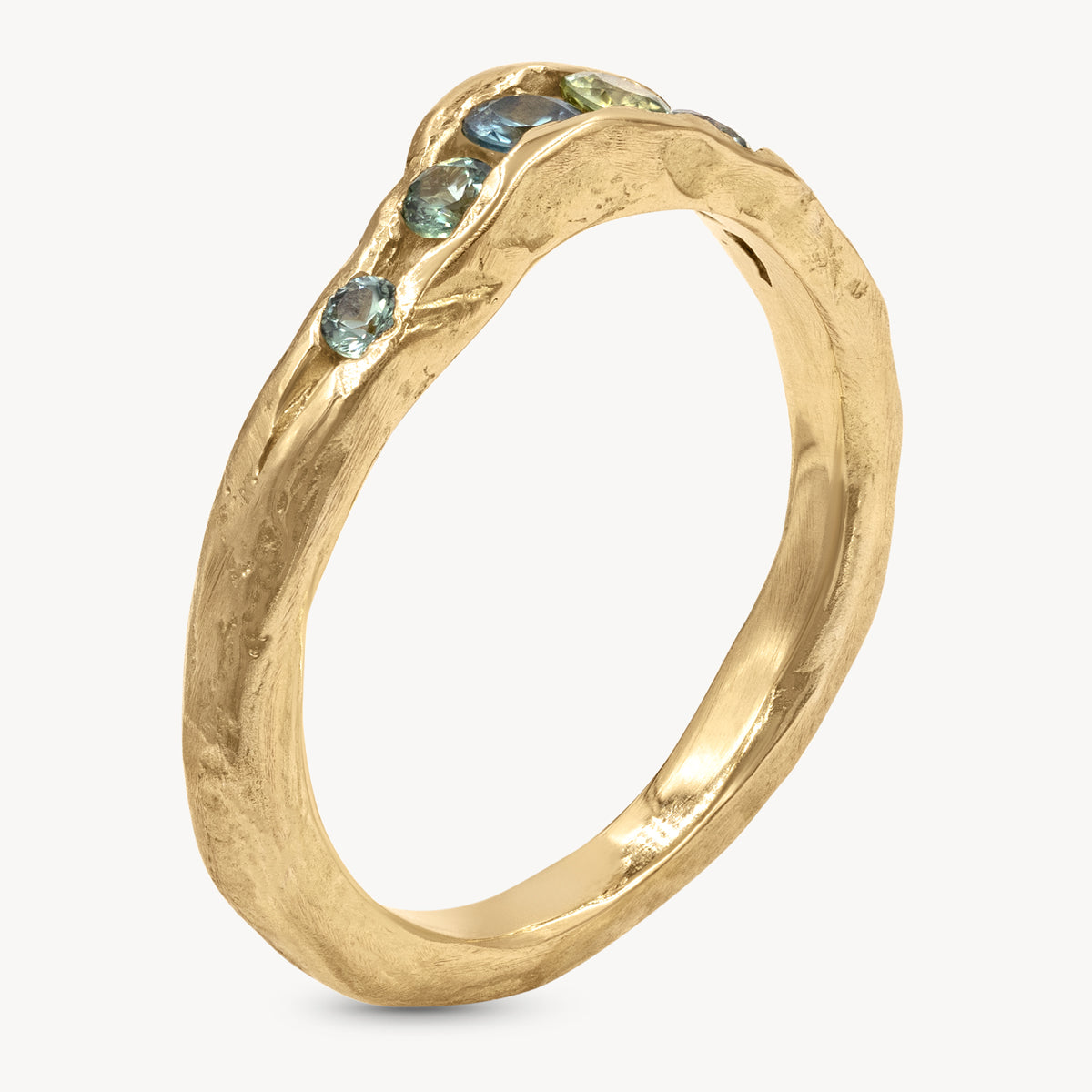 Elegant Sapphire Half Channel Ring – Genuine Blue Sapphire & Diamond Accent Wedding Band for Women | Perfect for Engagement, Anniversary & Special Occasions