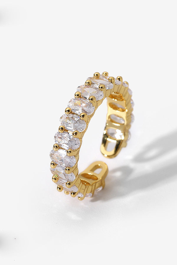 Vintage Zircon Open Ring for Women - Elegant Adjustable Statement Jewelry for Parties, Weddings & Everyday Wear