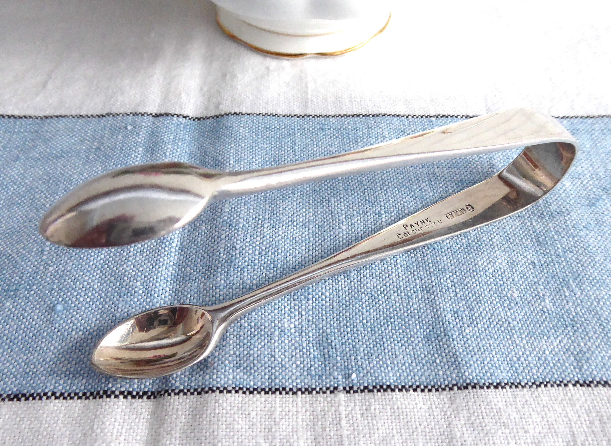 Vintage Payne Colchester 1920s EPNS Silver Sugar Tongs with Spoon Ends - Perfect for Afternoon Tea, Coffee Service & Antique Tableware Collection
