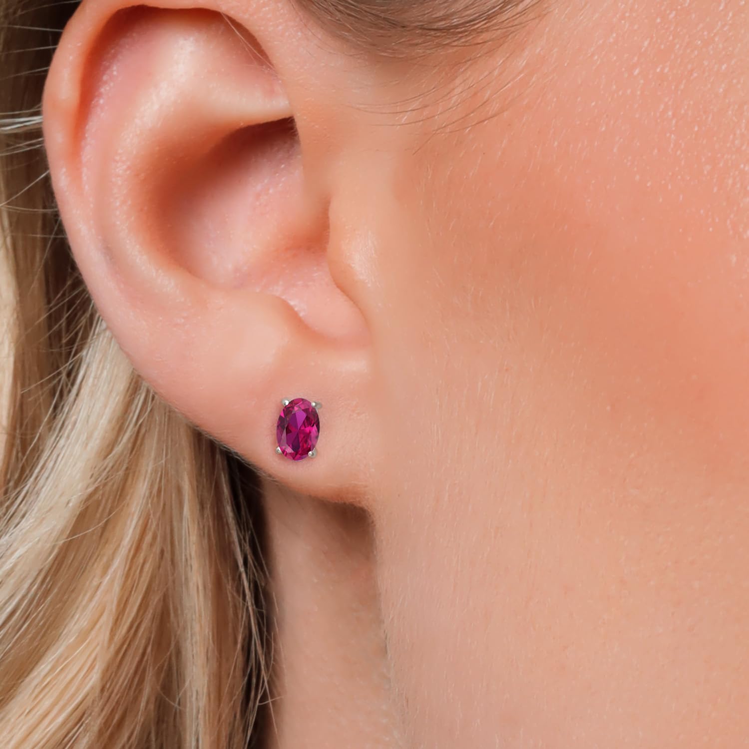 14K Gold Oval Gemstone Stud Earrings for Women & Men | 6x4mm Birthstone Jewelry | Fine Gold Earrings Gift for Her, Mom, Wife | Wedding, Anniversary, Birthday Gift Idea
